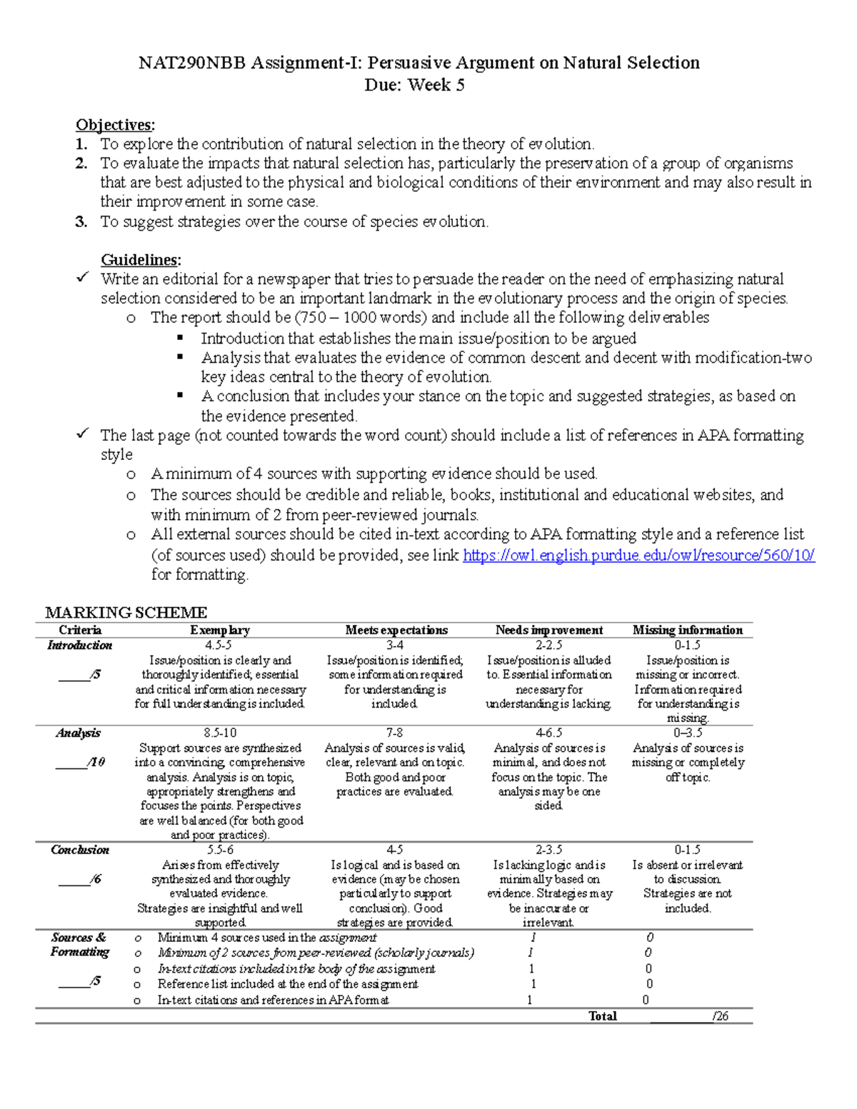 Assignment-I-Persuasive Argument on Natural Selection - NAT 280 ...