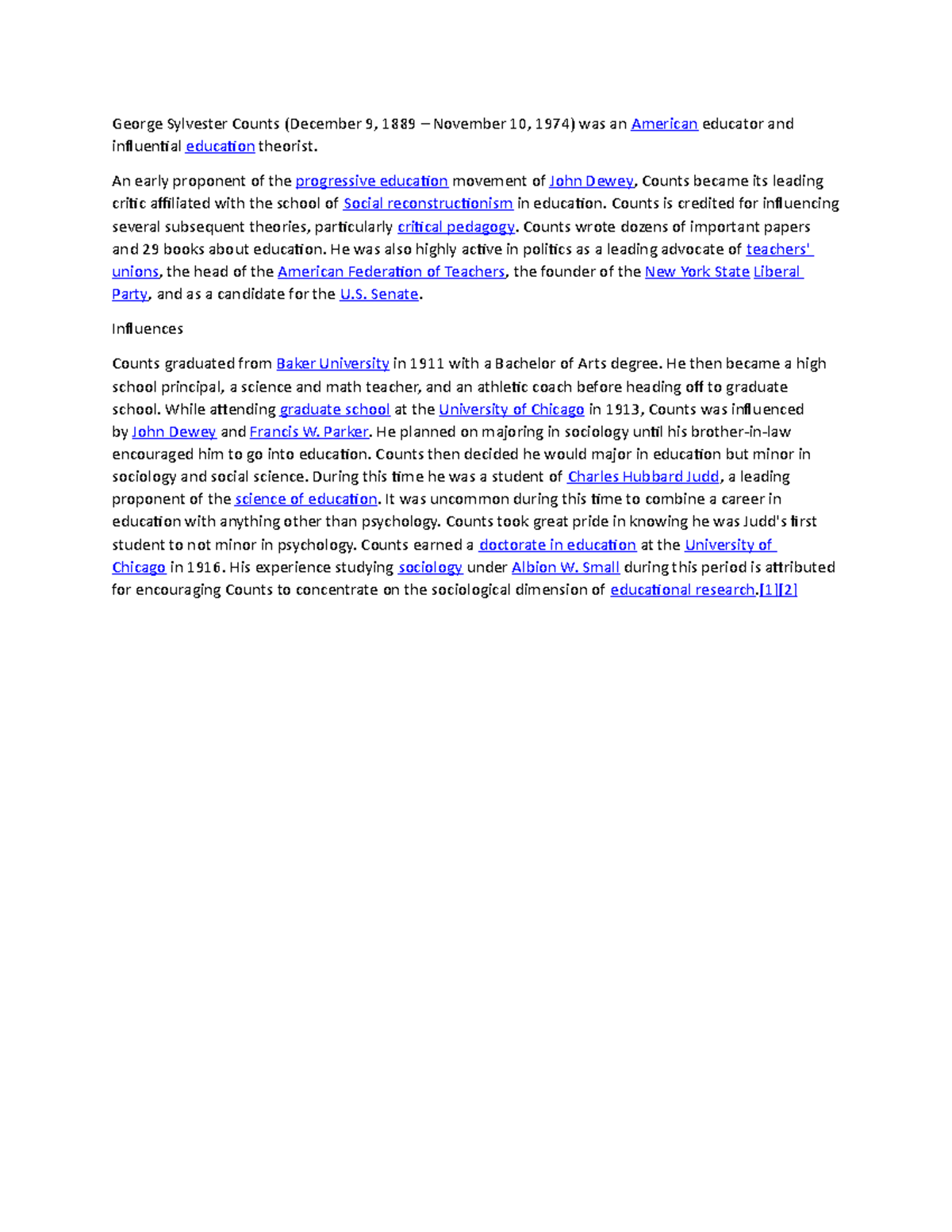 George Sylvester Counts: Influential Educator & Theorist in Education ...