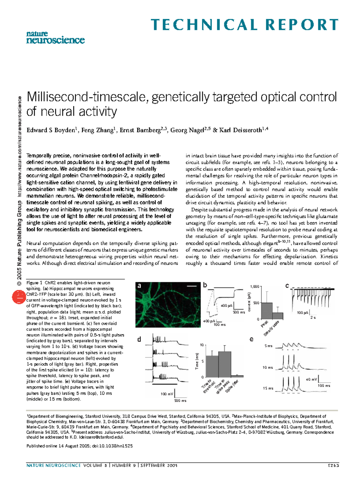Genetically Targeted Optical Control of Neural Activity (Neuroscience ...