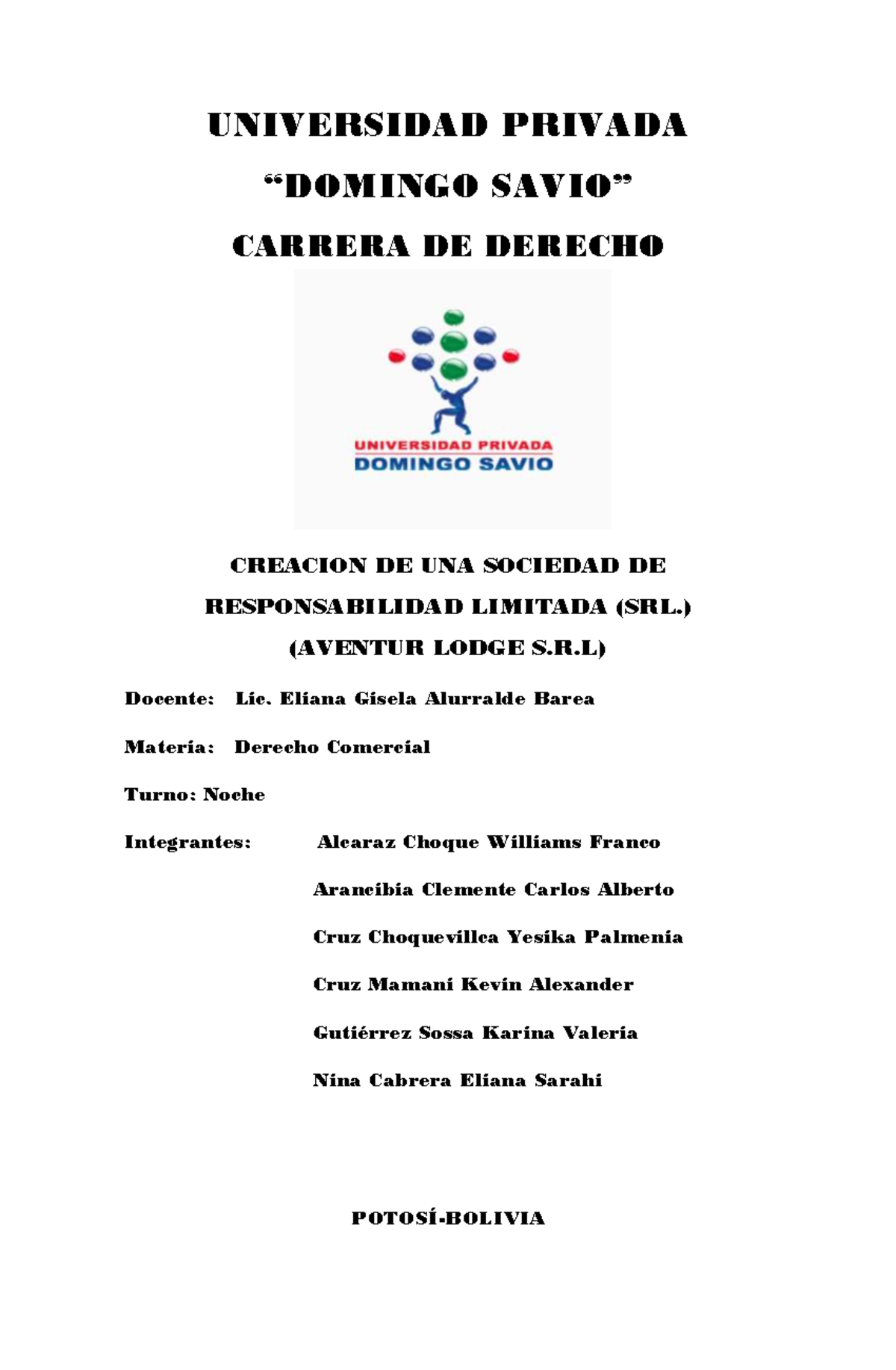 Creación de una Sociedad de Responsabilidad Limitada (SRL) en Potosí - Document Preview