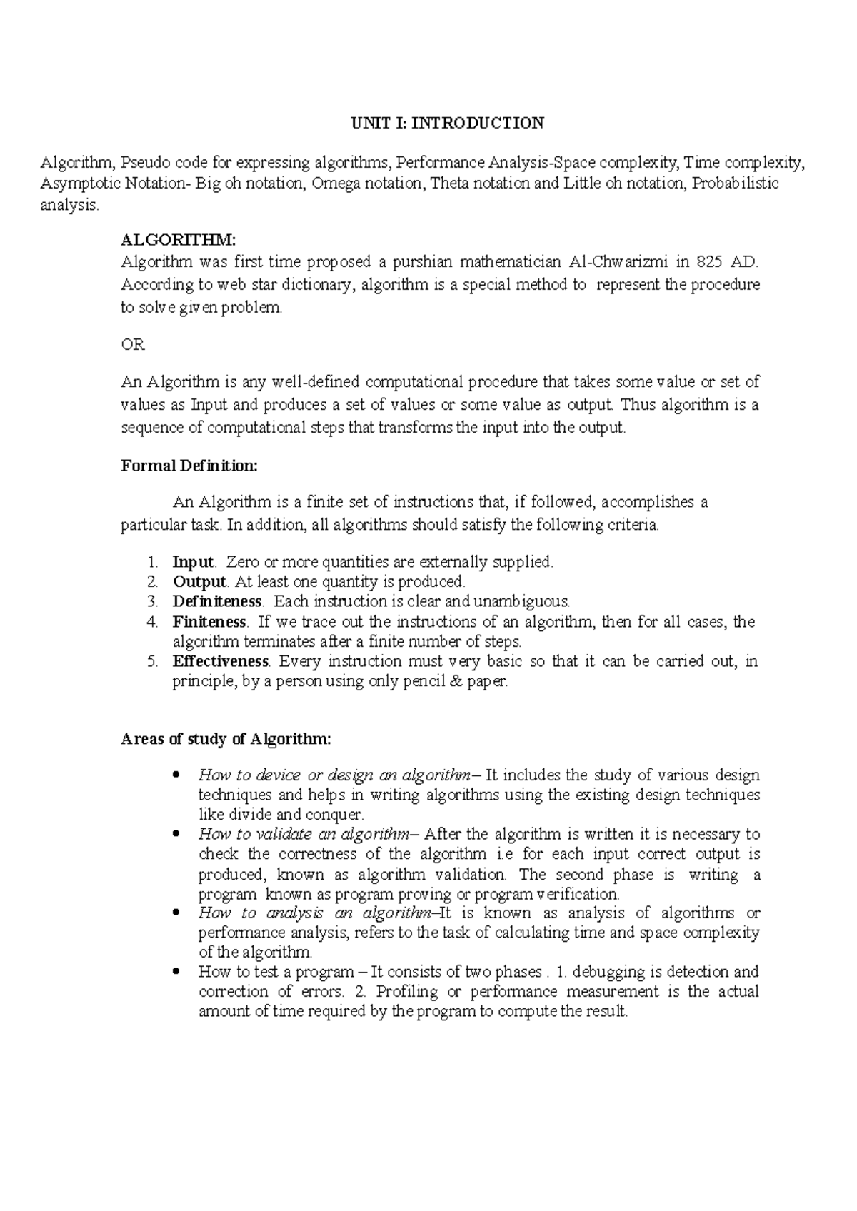 DAA UNIT I - fdfdngngfngfnvnncn cvncdddf - UNIT I: INTRODUCTION ...