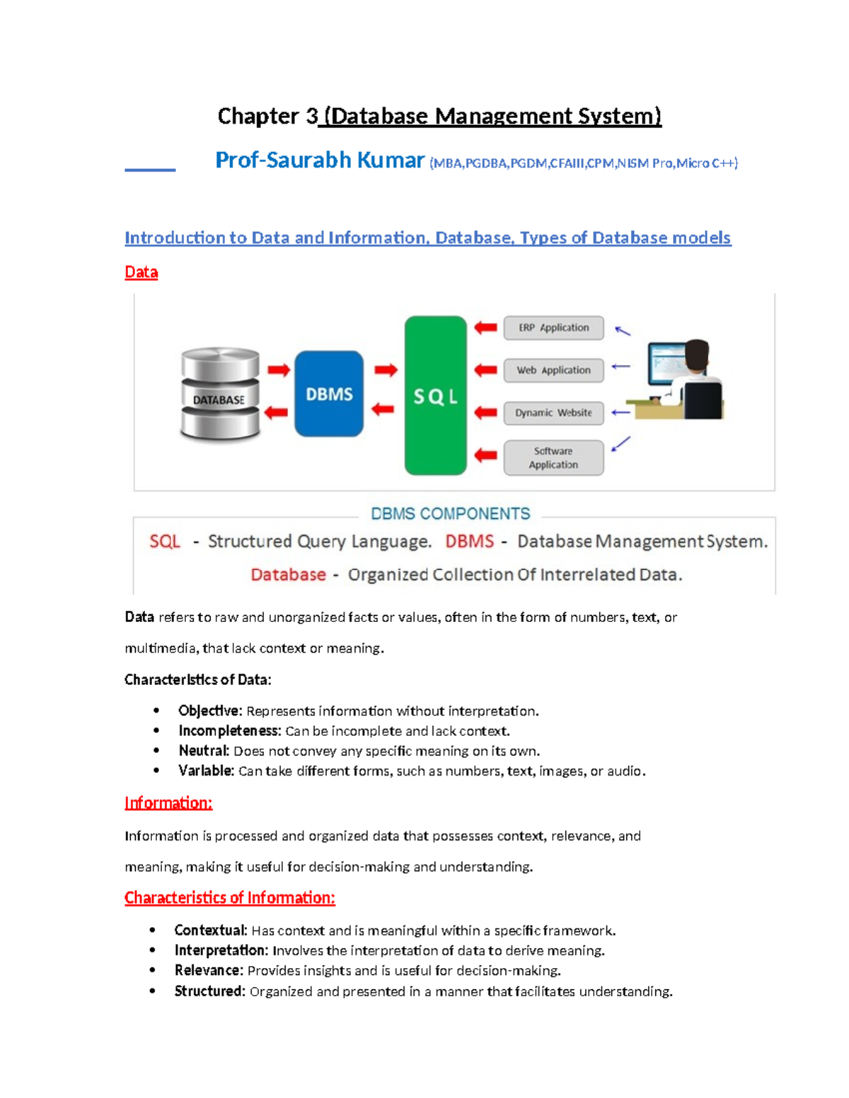 C-3 Database Management System: Key Concepts & Models Overview - Studocu