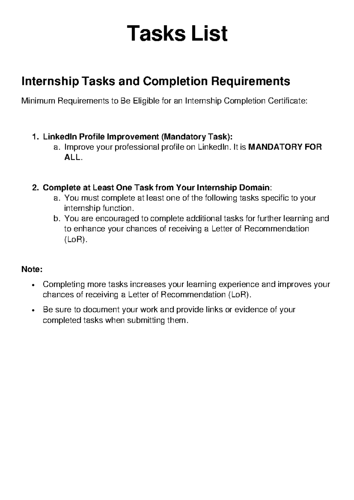 Web Development Internship Tasks Overview and Guidelines - Studocu