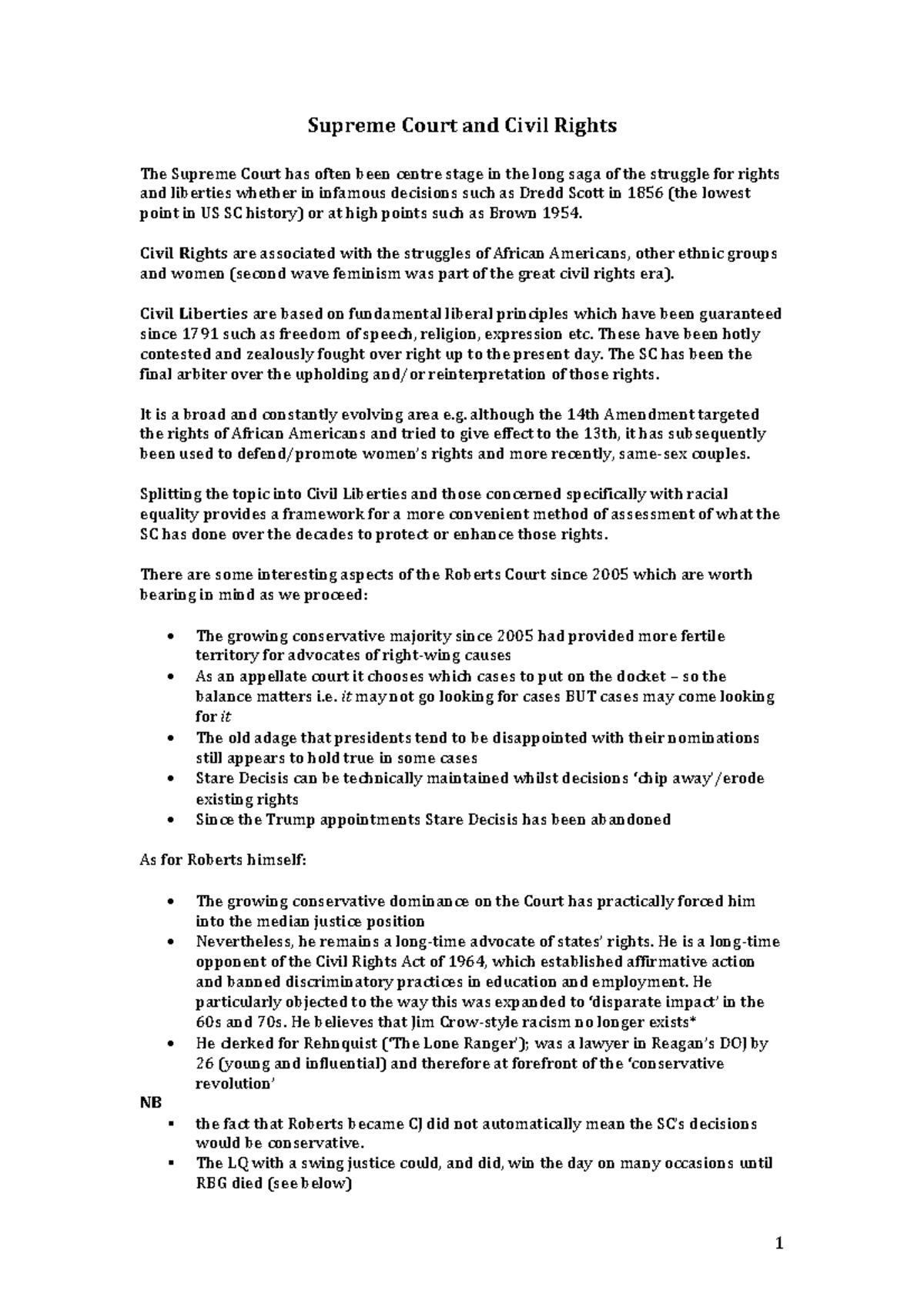 Civil Rights Cases in the Roberts Court: Key Decisions and Impacts ...