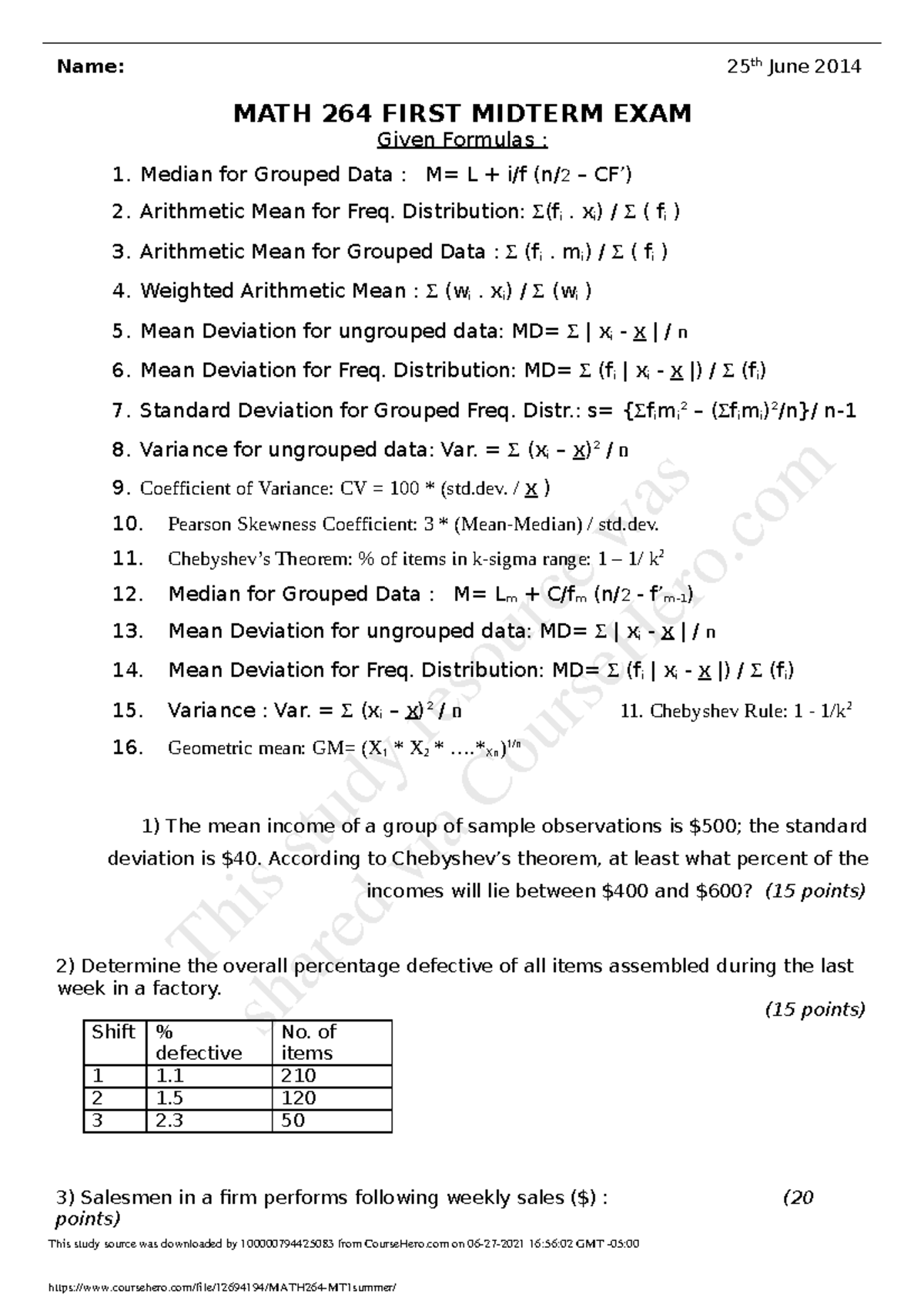 MATH264 MT1summer - lecture note for math 264 statistics, Graphic data ...
