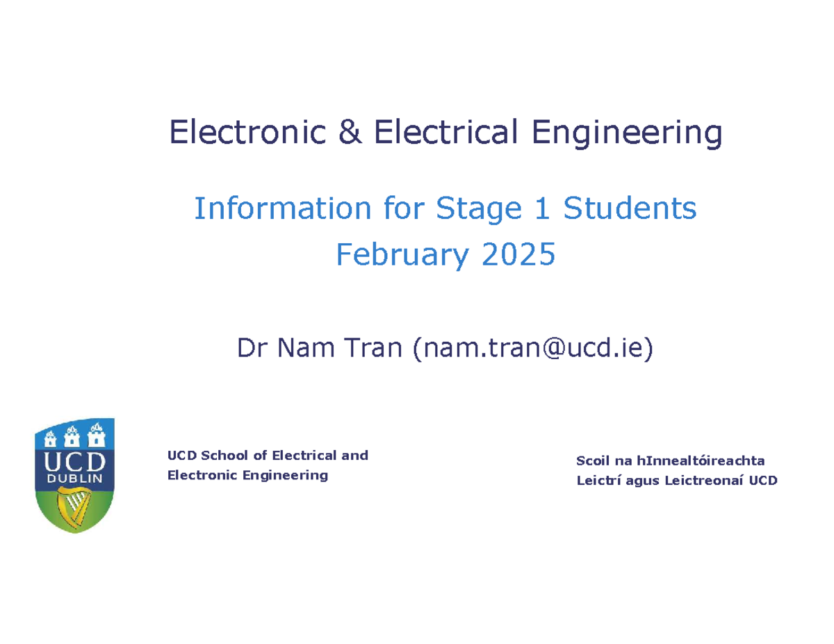 Electronic & Electrical Engineering Overview for Stage 1 - Feb 2025 ...