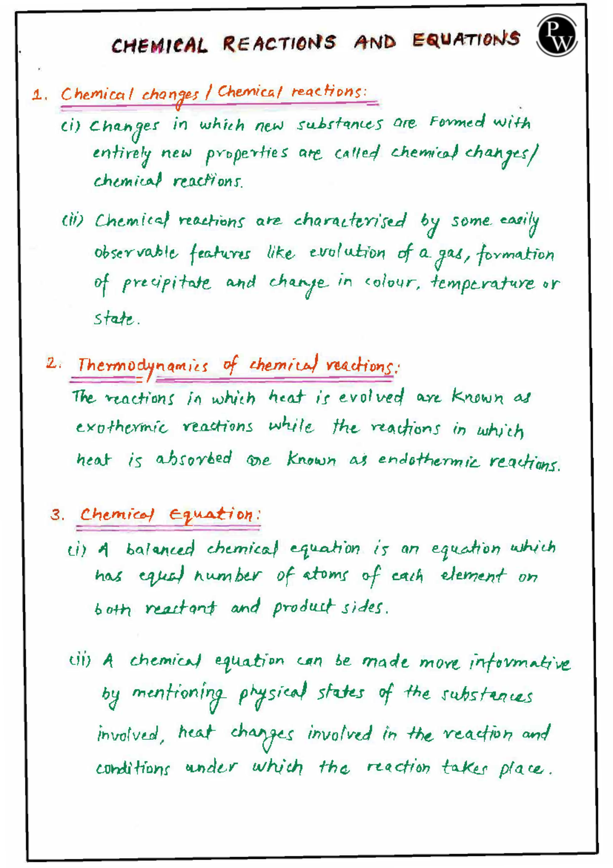 Chem I D1A: Complete Handwritten Science Notes - Studocu