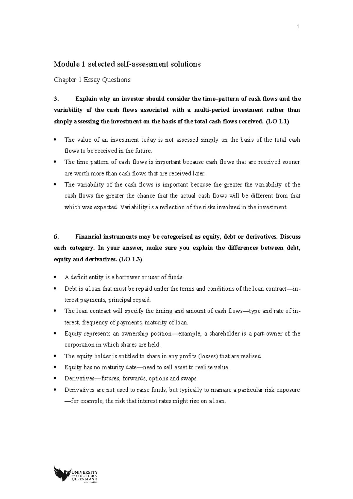 Module 1 selected self-assessment solutions - Module 1 selected self ...