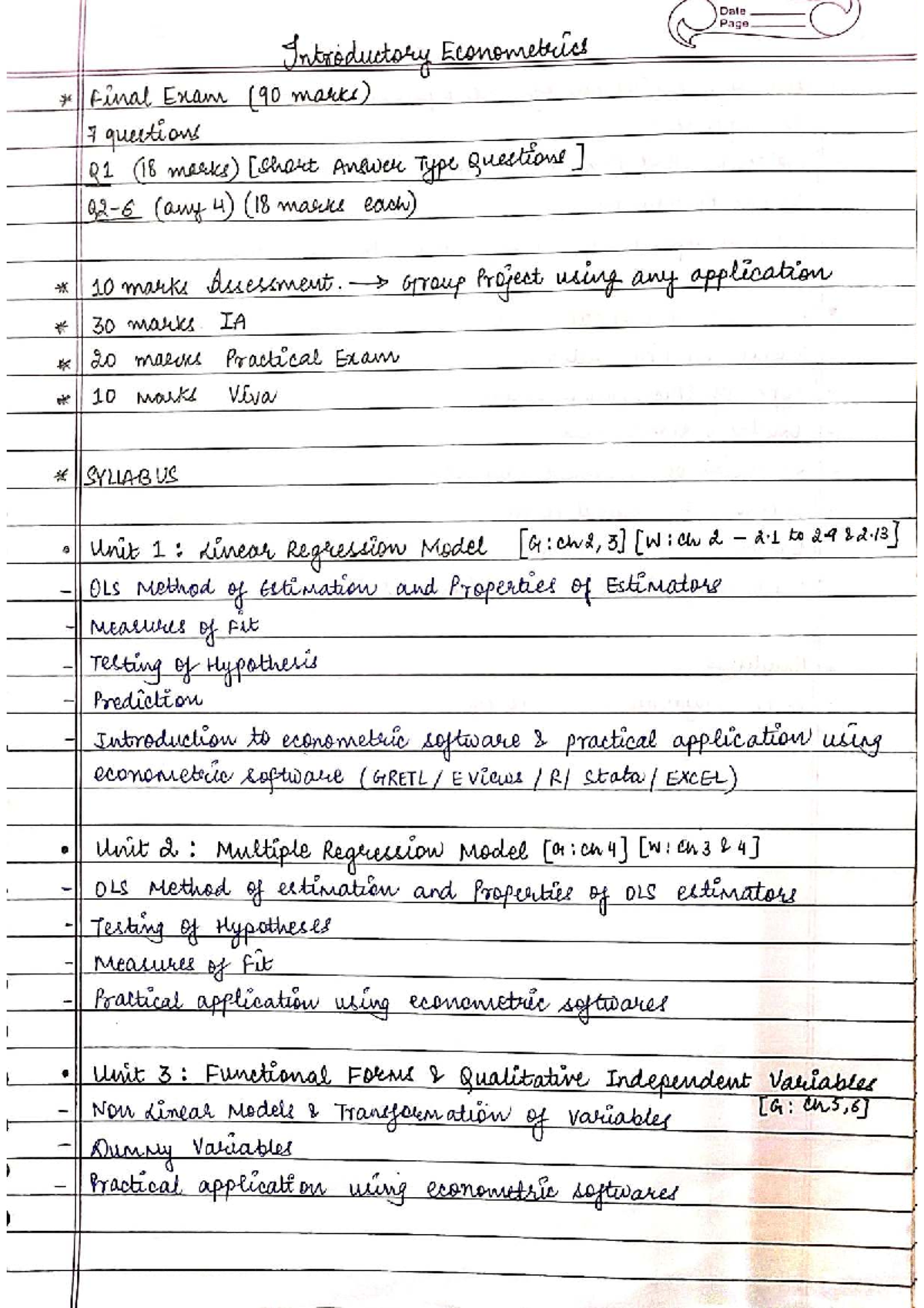 Introductory Econometrics Final Exam Notes (Course Code: ECN 101) - Studocu