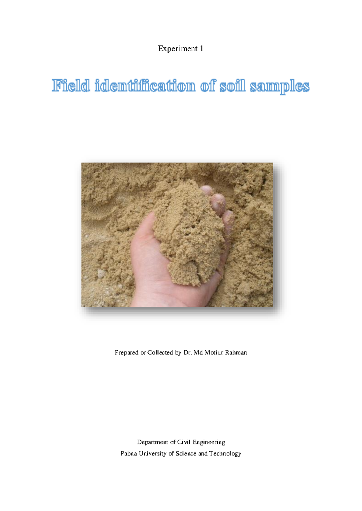 Ex 1 - Field Identification of Soil Samples in Civil Engineering - Studocu