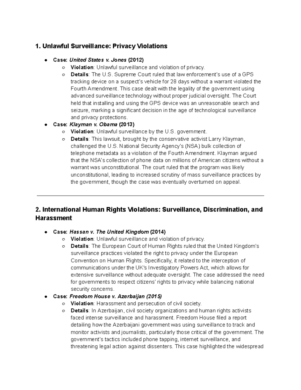 Surveillance Violations: U.S. Citizen Cases and Global Impacts on ...