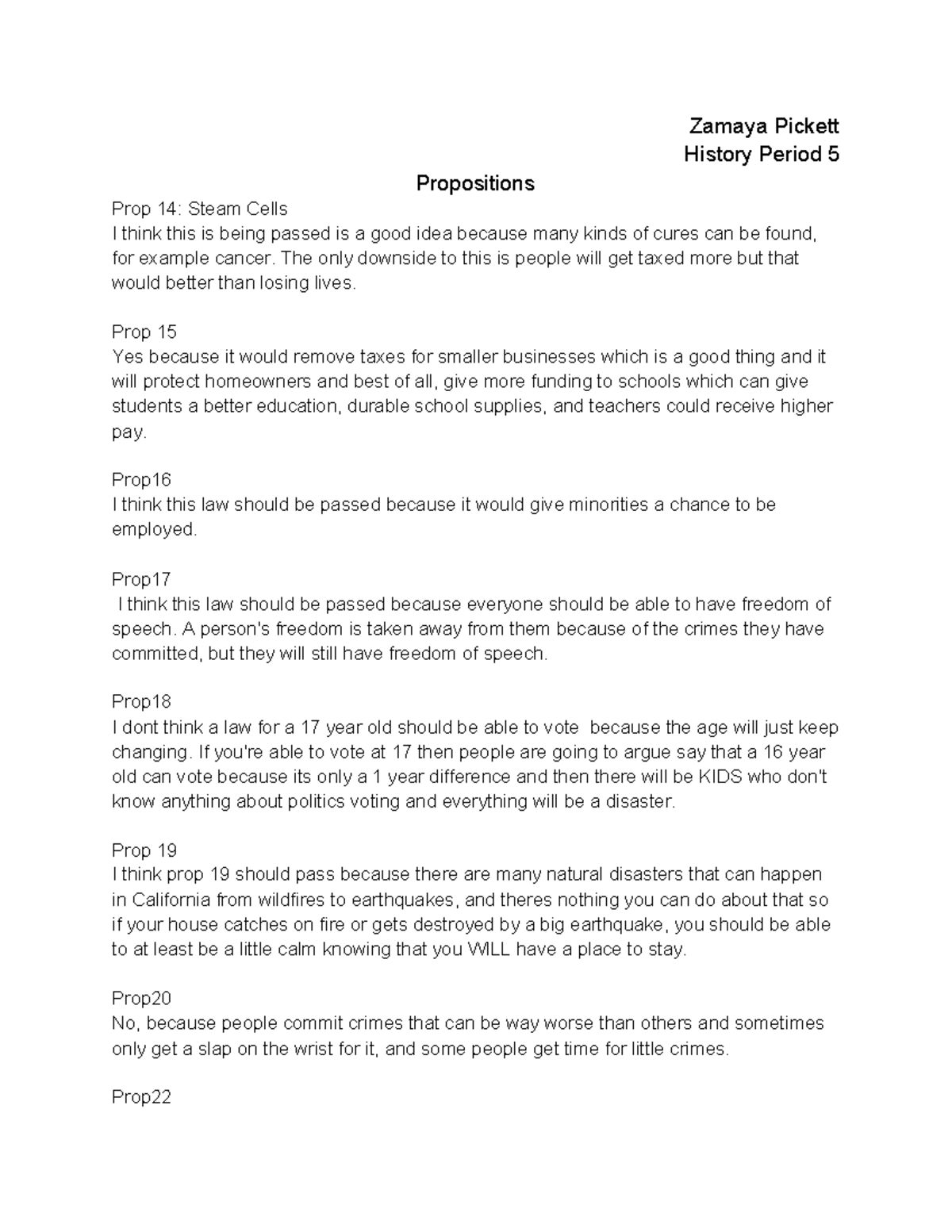 Propositions-2 - history - Zamaya Pickett History Period 5 Propositions ...