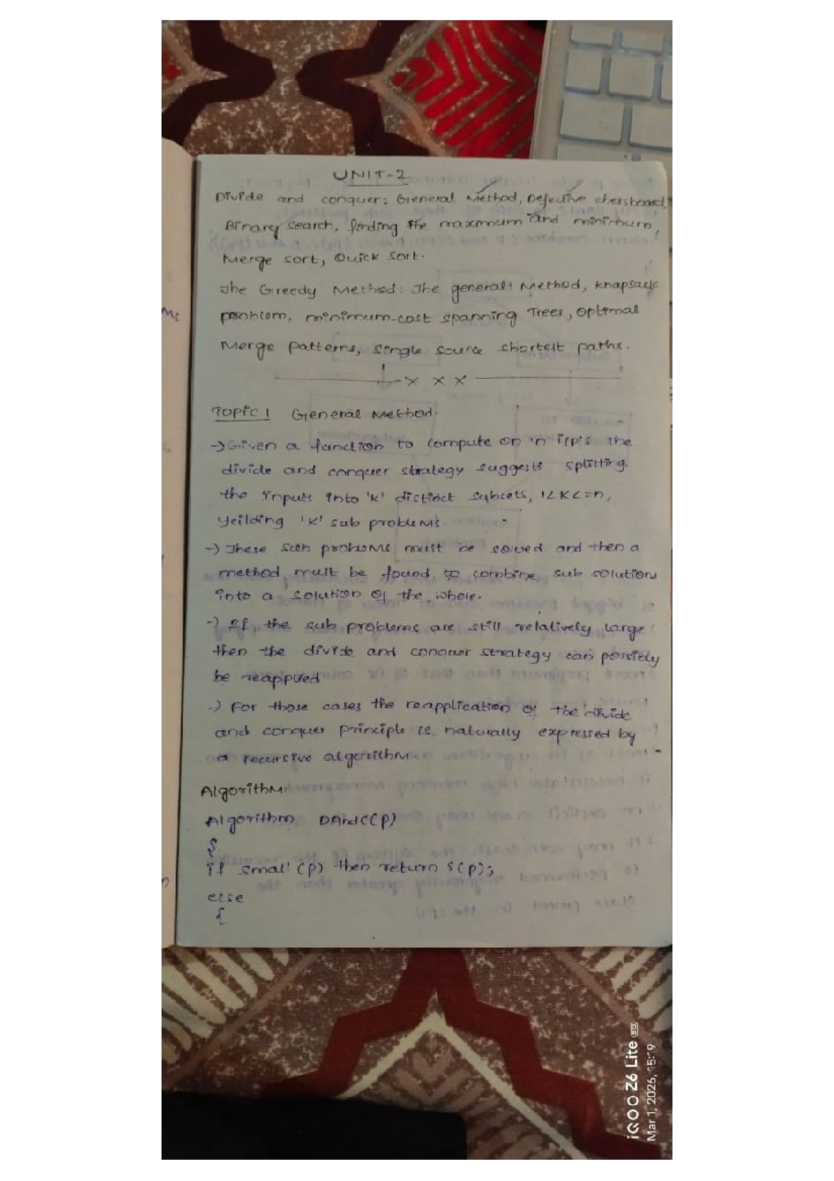 JNTUK DAA UNIT 2 Part 1 - Divide and Conquer & Greedy Methods Notes ...