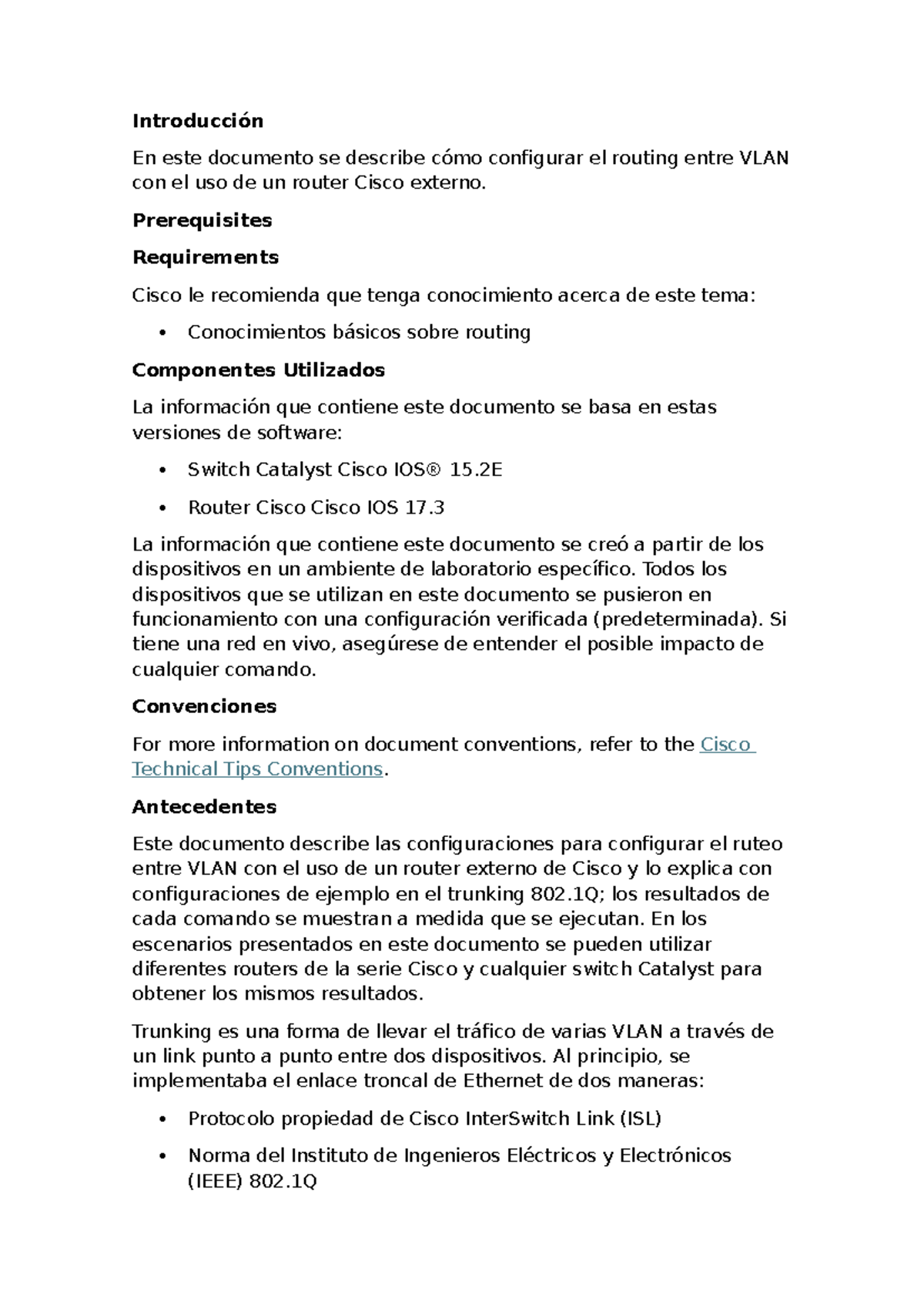 Configuración del Routing entre VLAN con Router Externo Cisco - Guía ...
