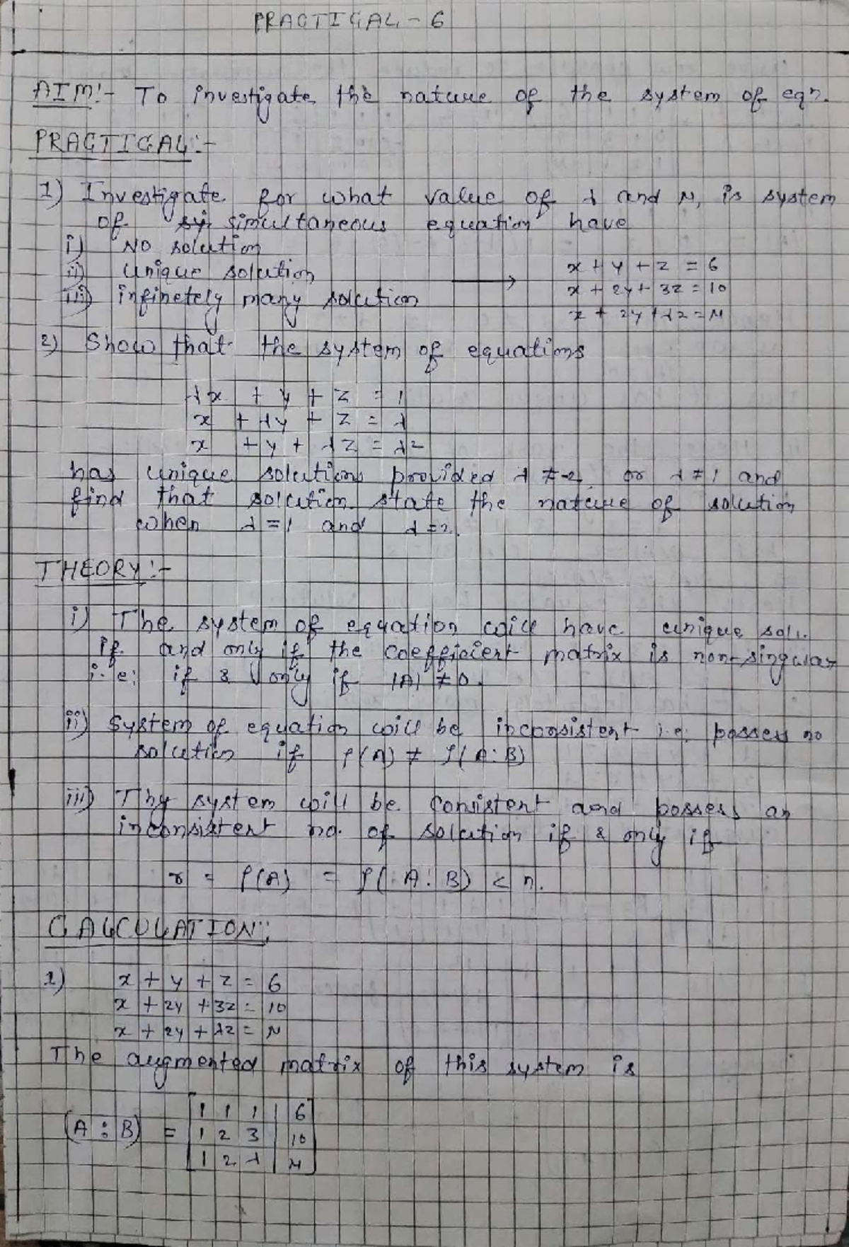 Linear Algebra Practical Notes (MATH 101) from Sections 6 to 14 - Studocu