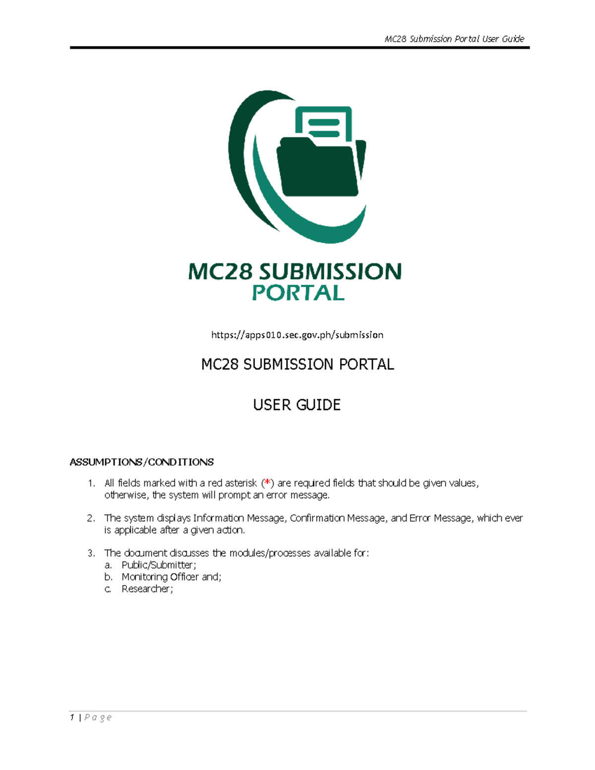 MC28 Submission Portal User Guide: Access & OTP Validation - Studocu