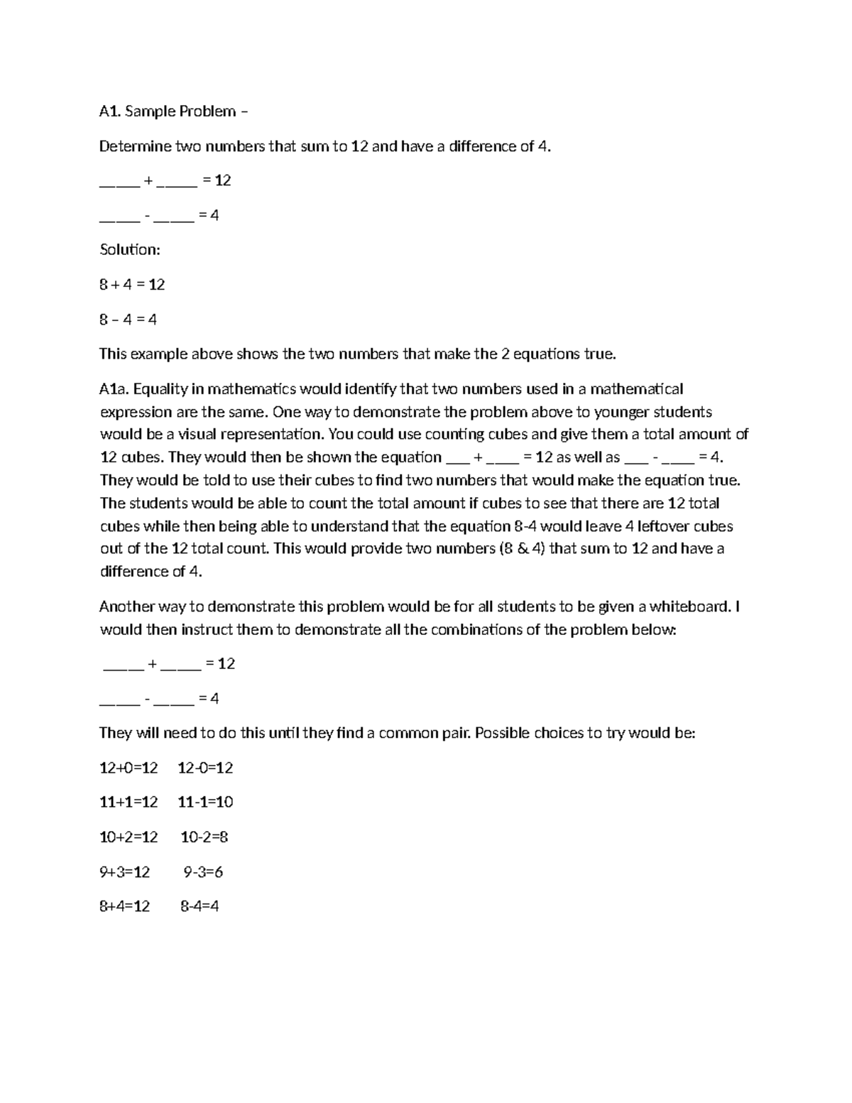 Graphing and proportions task 3 final - A1. Sample Problem – Determine ...