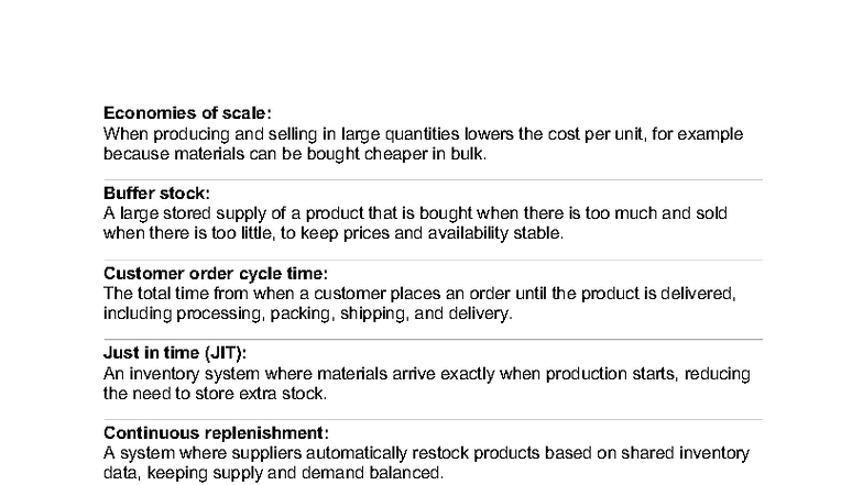 Economies of Scale & Inventory Management Concepts (DEF 101) - Studocu