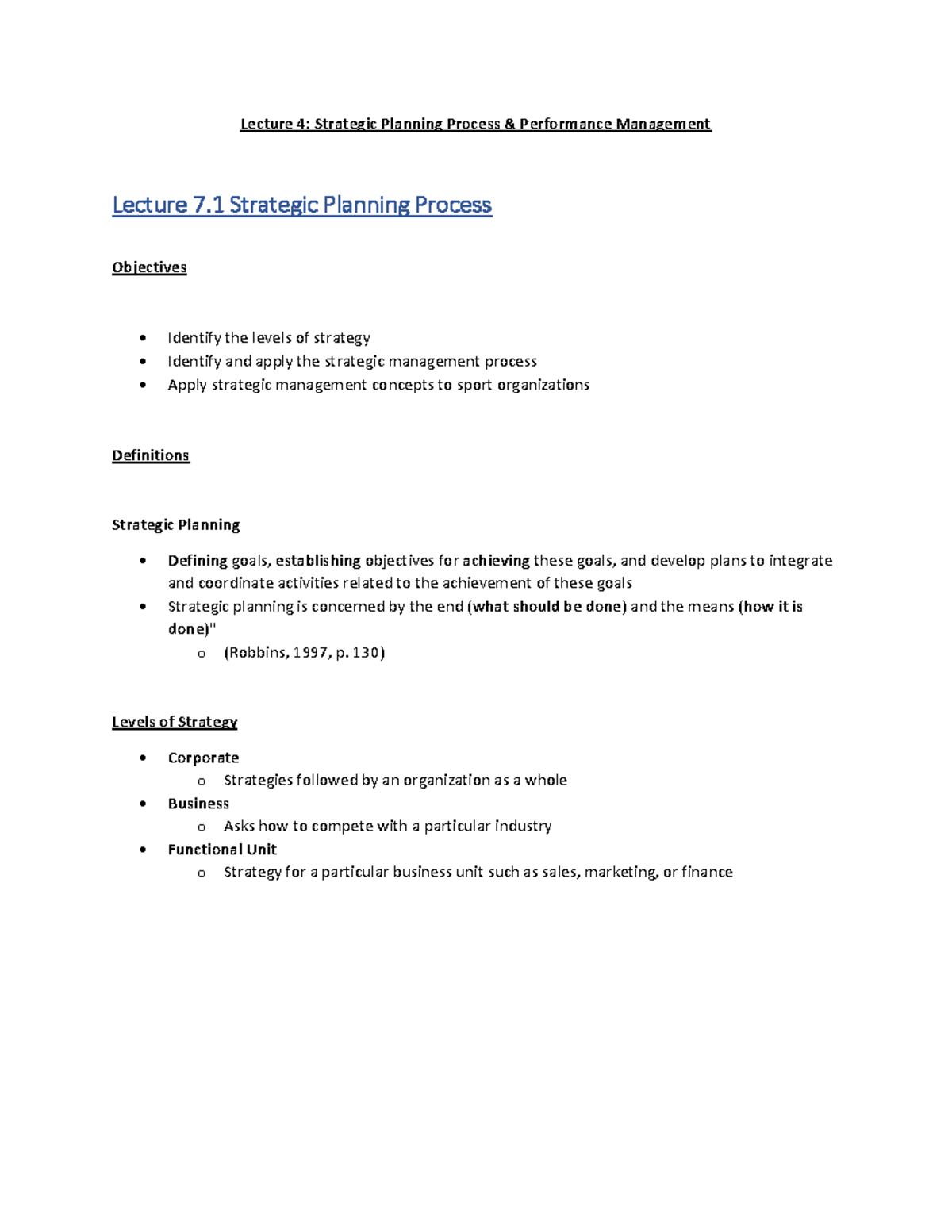 Lecture 4 - Strategic Planning Process & Performance Management ...