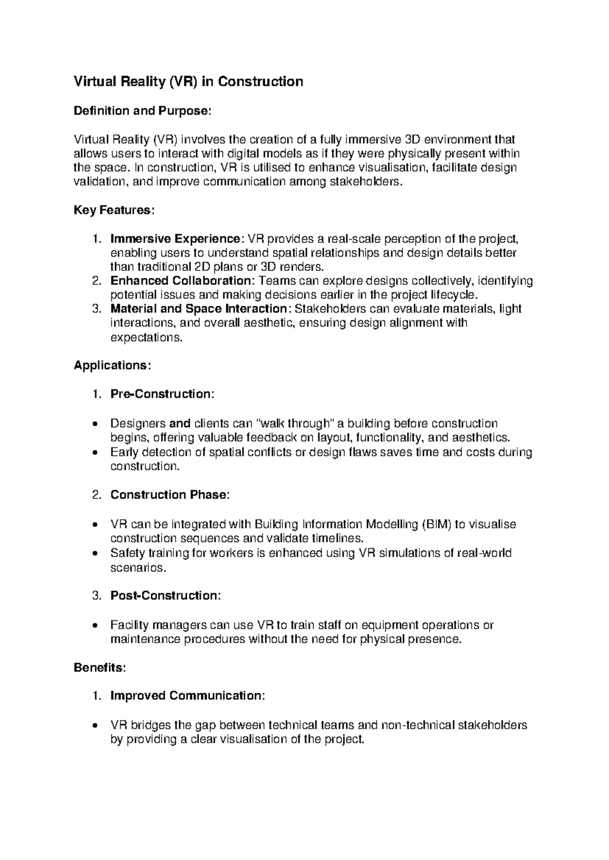 Block 5 HY BIM Manager - Virtual Reality (VR) in Construction ...