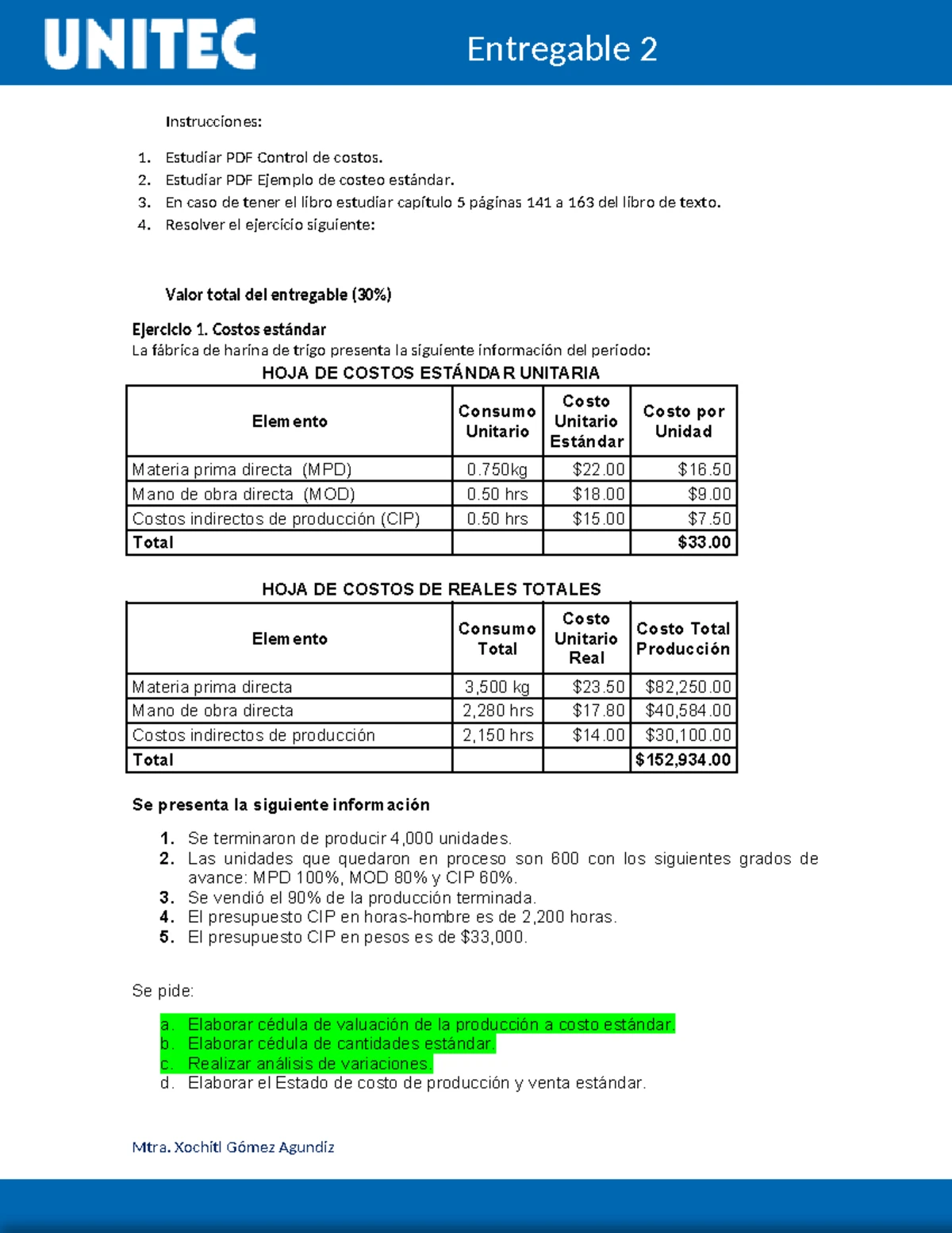 Entregable 1: Gestión de Costos y Precios en Producción - Studocu