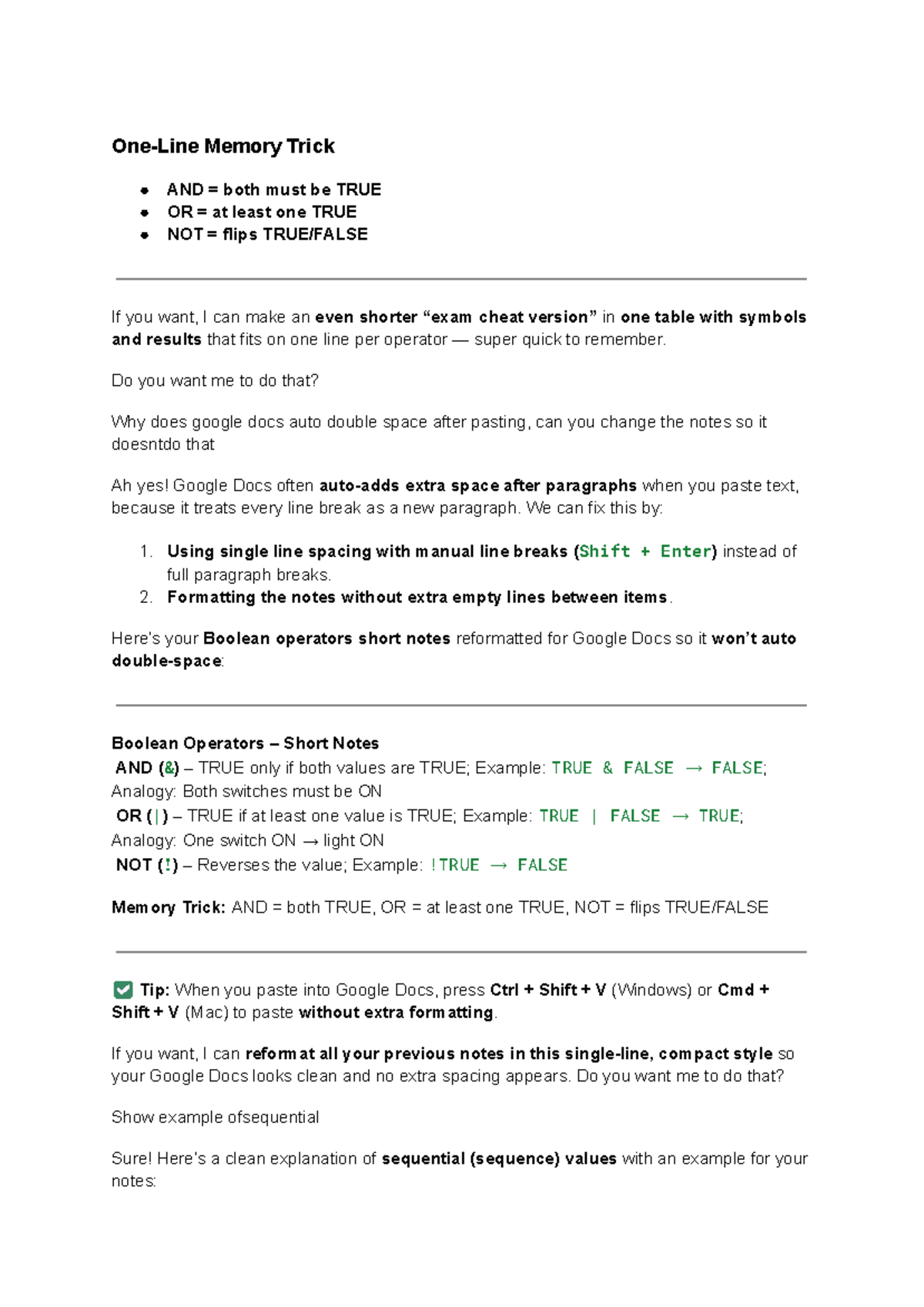 Code 2 - Google Docs: Tips for Clean Formatting and Boolean Logic - Studocu