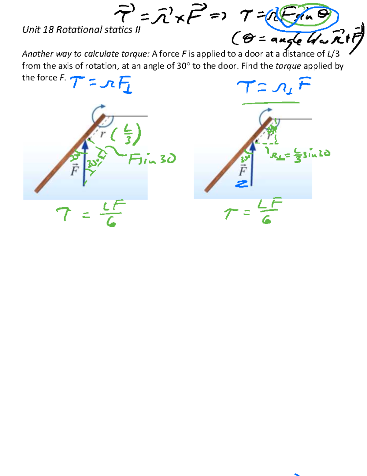 Unit 18: Torque Analysis - Rotational Statics II Calculations - Studocu