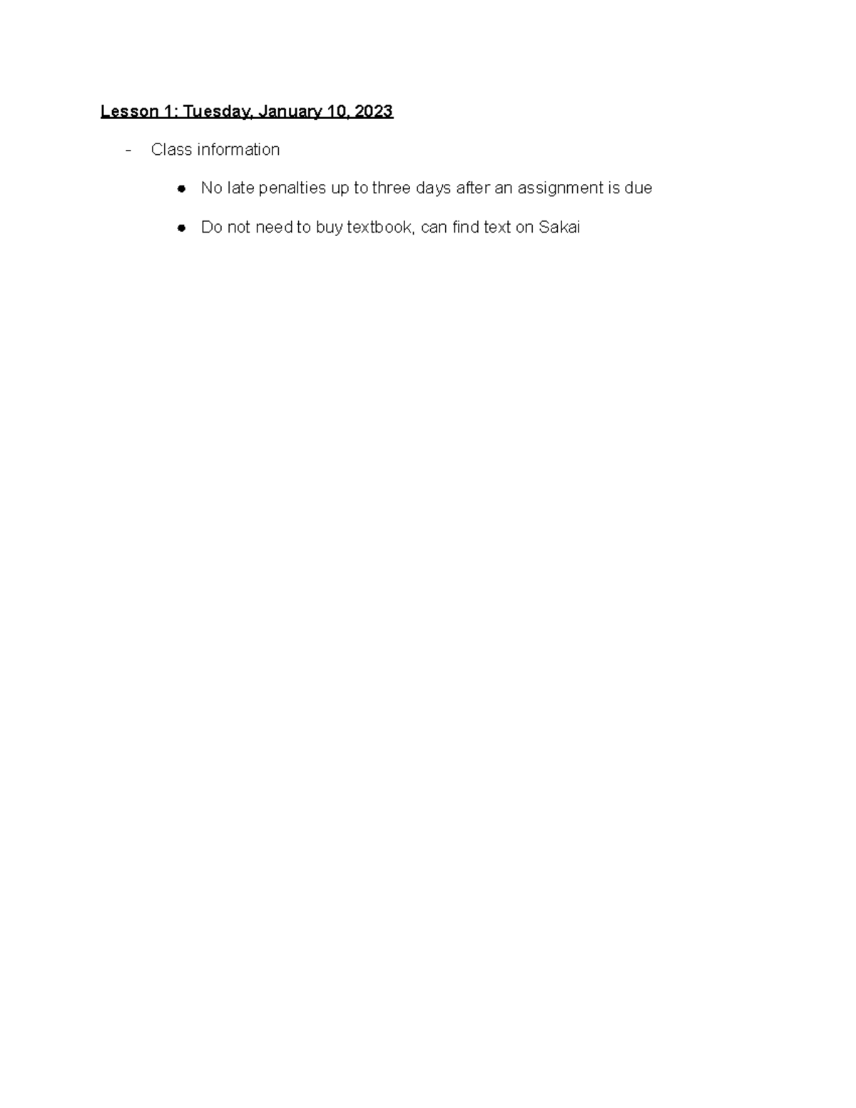 POLI 209 - Lesson 1 Notes (Class Information) - Lesson 1: Tuesday ...