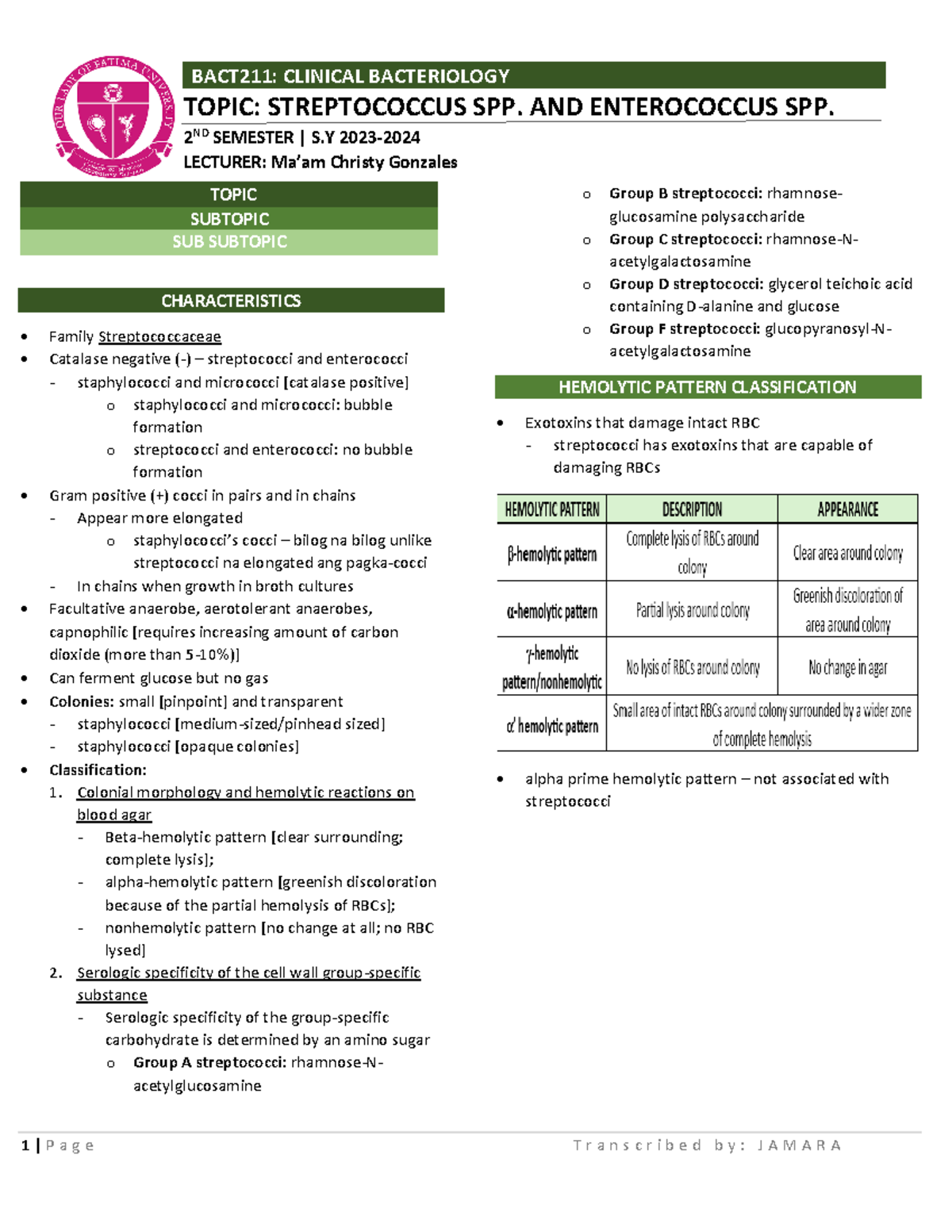 Bact211: Clinical Bacteriology Lecture on Streptococcus & Enterococcus ...