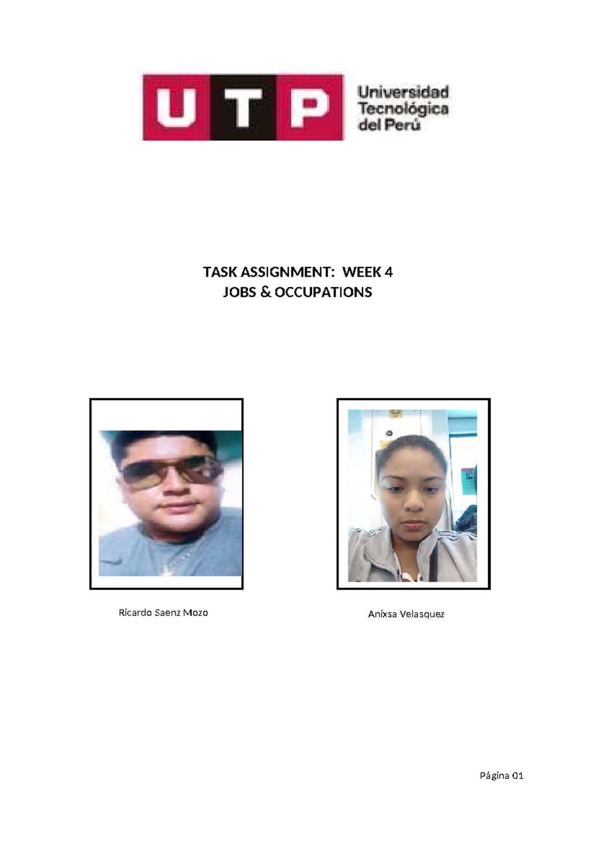 Inglés 1: Week 4 Task Assignment - Jobs and Occupations - Studocu