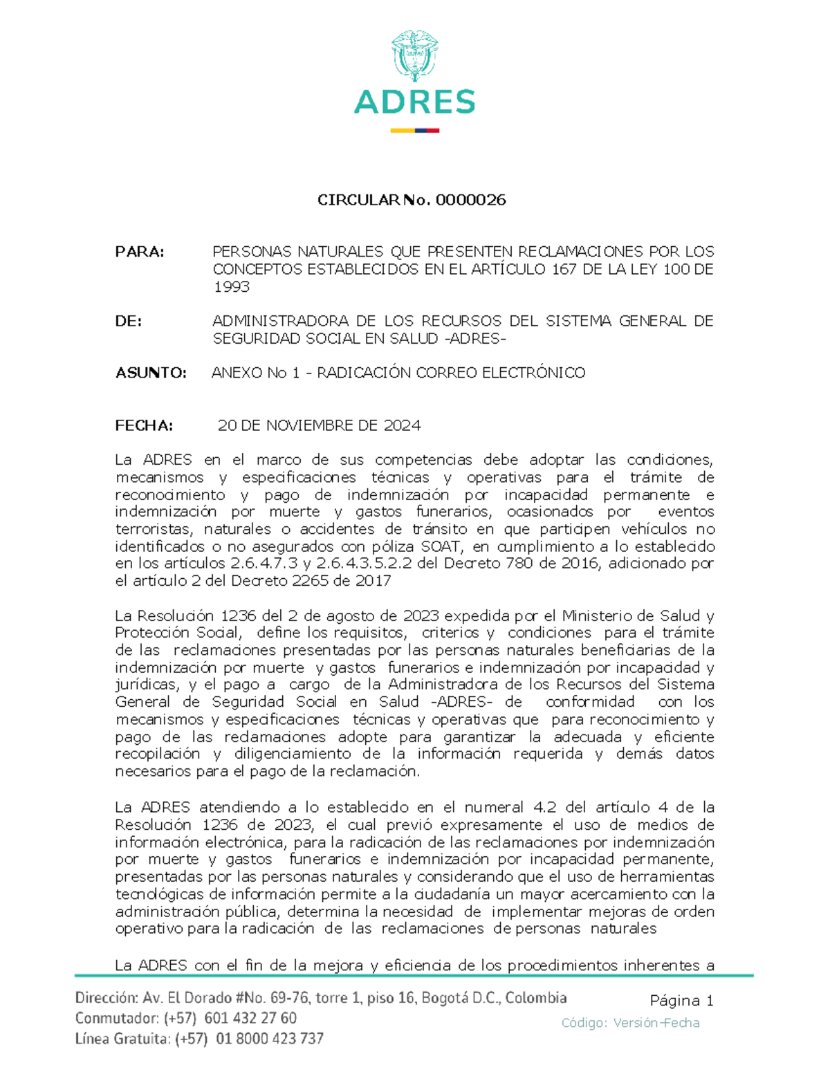 Circular 0000026 de 2024: Instrucciones para Reclamaciones ...