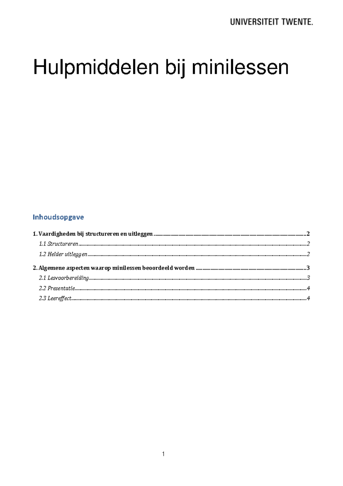 Hulpmiddelen voor Minilessen: Structureren en Uitleggen - Studeersnel
