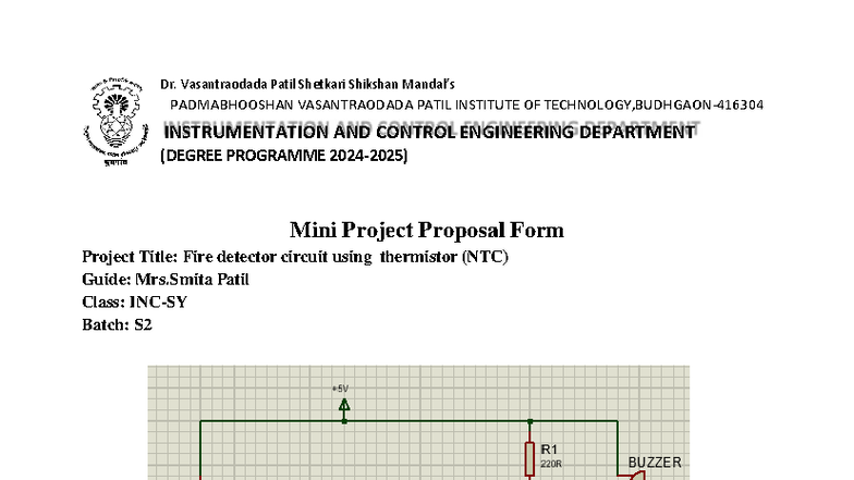 Mini Project circuit diagram - INSTRUMENTATION AND CONTROL ENGINEERING ...