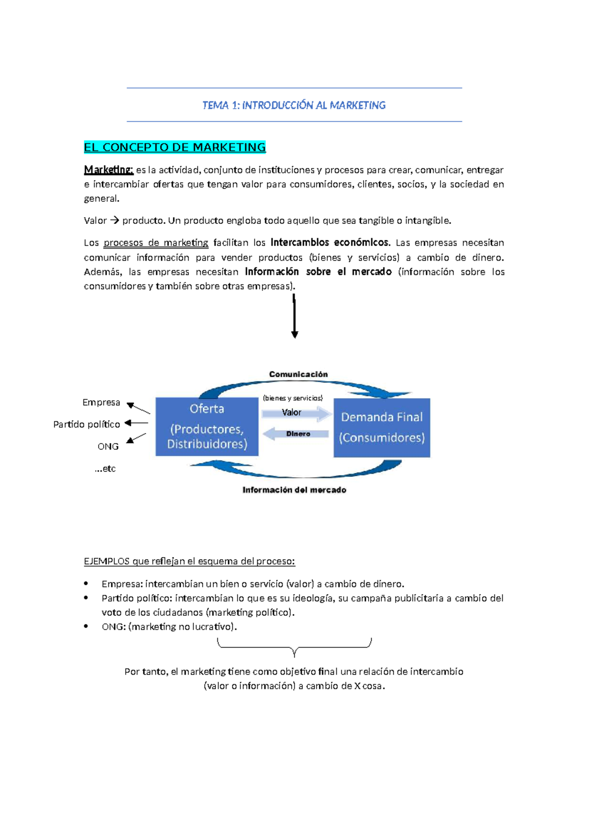 TEMA 1: Introducción al Marketing y Conceptos Clave - Studocu