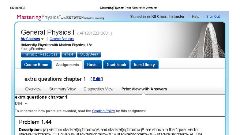 Extra Chapter 1 Answers for General Physics I (AP1201B2013C01) - Studocu
