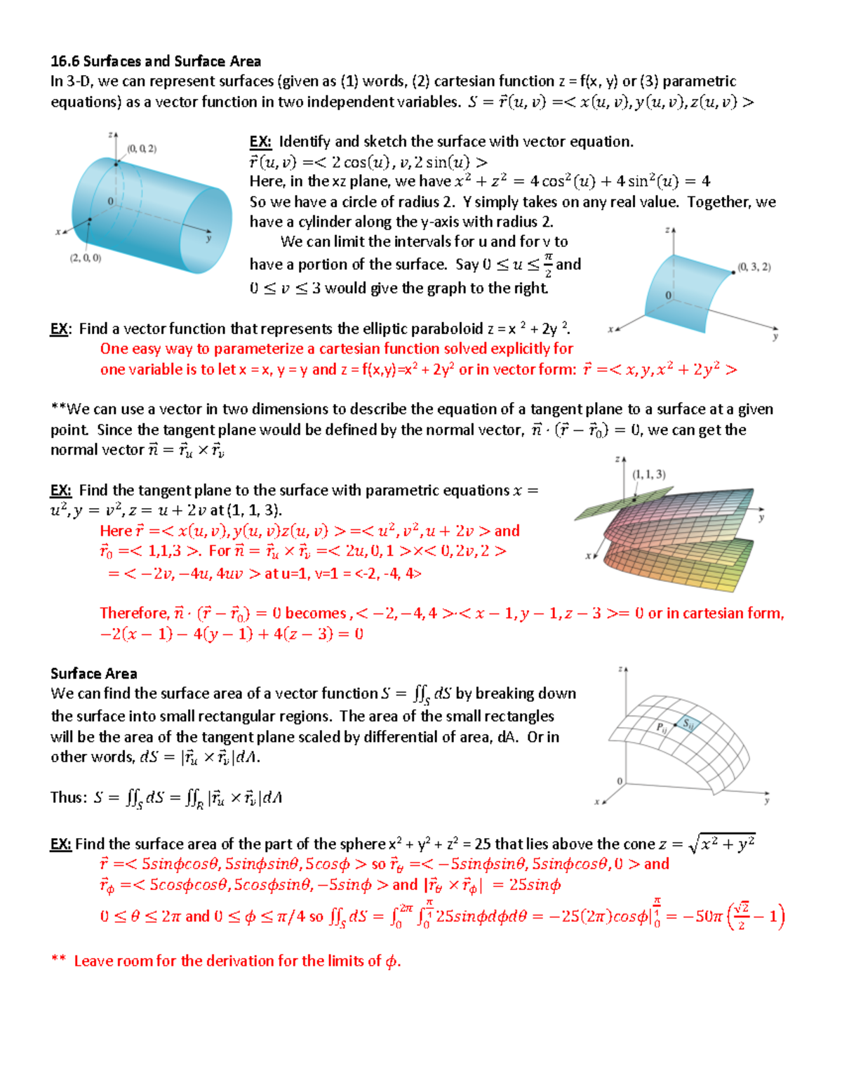 Math 244 Chapter 16 Notes II-2-2-2 - 16 Surfaces and Surface Area In 3 ...
