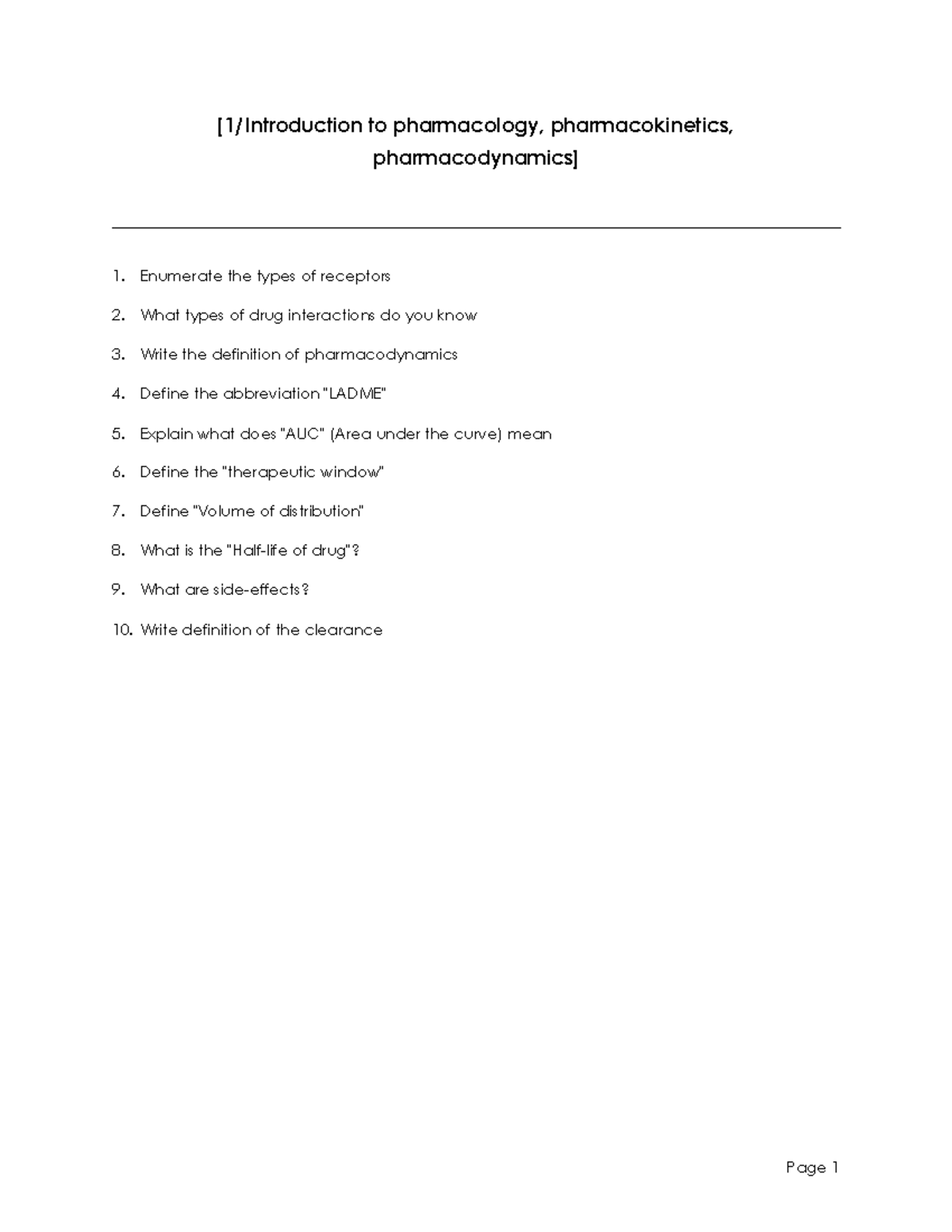 Pharmacology Study Guide 2019: Key Concepts & Drug Interactions - Studocu
