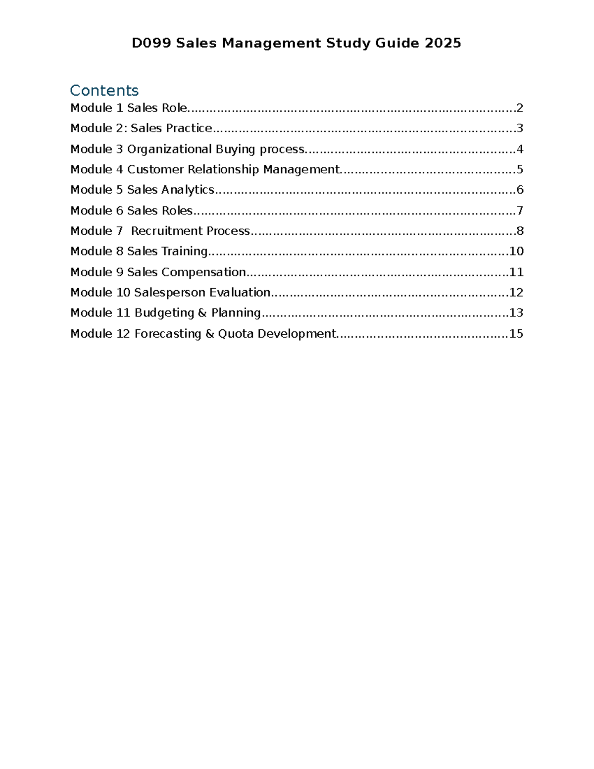 D099 Sales Management Study Guide 2025: Comprehensive Overview and Key ...