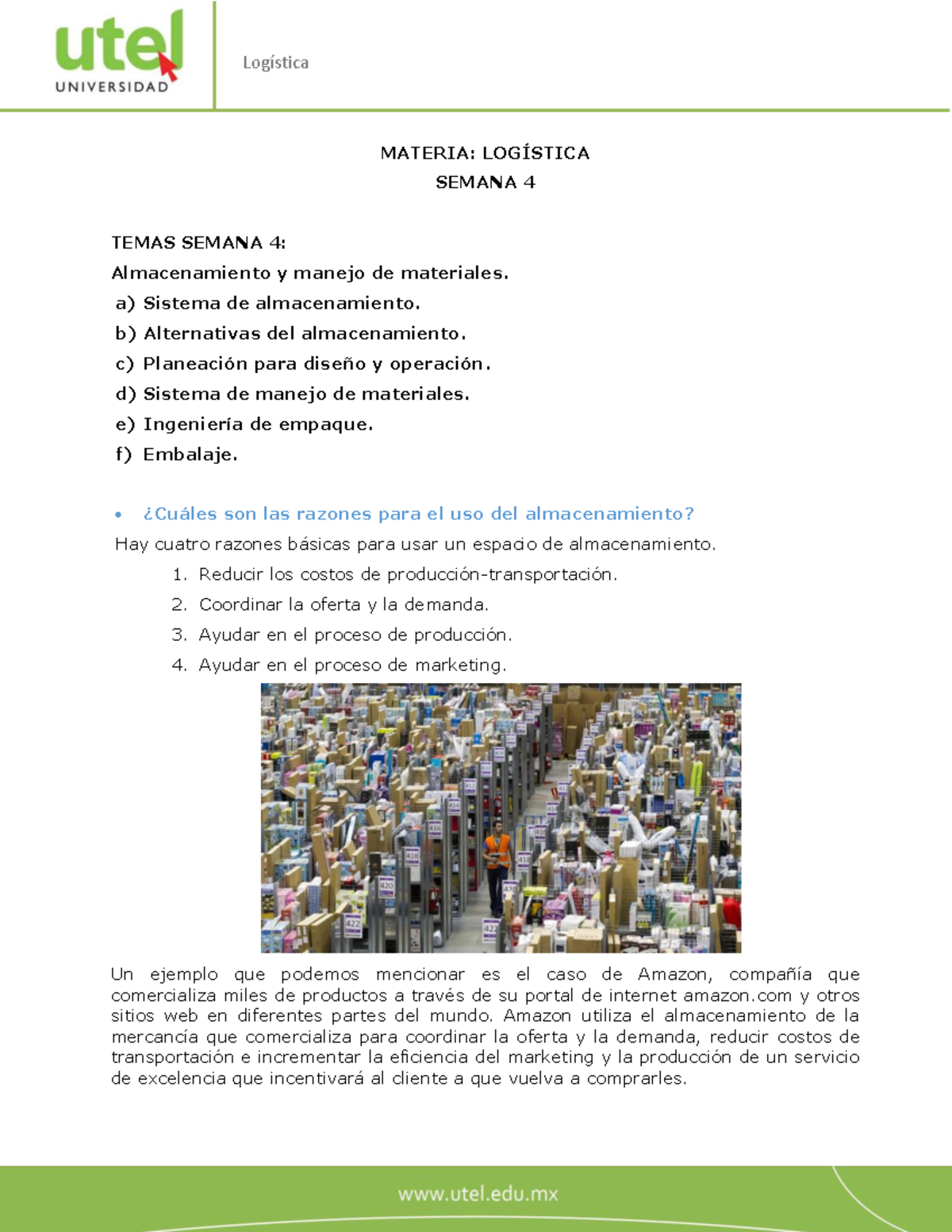 PF L1II110 S4 - Logística: Almacenamiento y Manejo de Materiales - Studocu