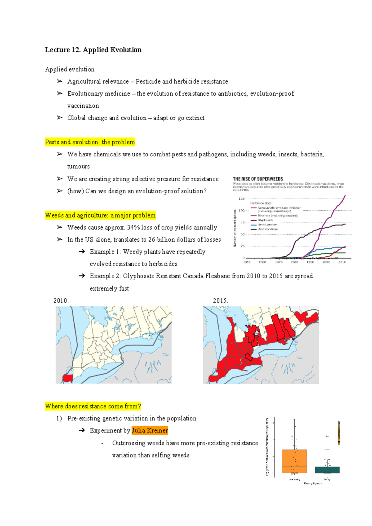 BIO120 Lecture Notes: Applied Evolution, Adaptation, and Ecology ...