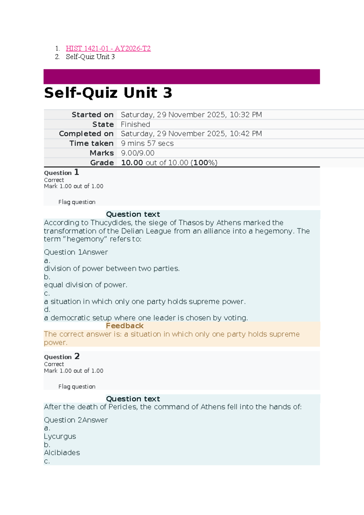 Self Quiz - HIST 1421: Unit 3 Review and Answers - Studocu