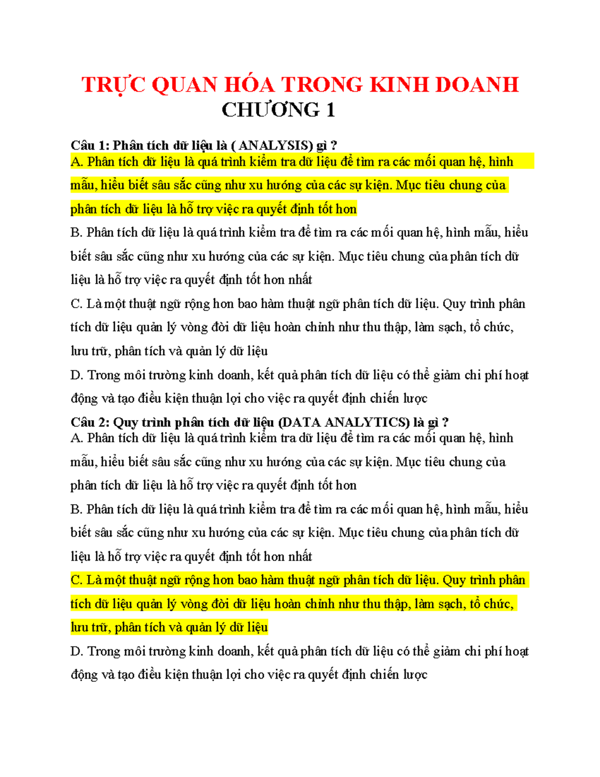 CUỐI KÌ TRỰC QUAN HÓA CHƯƠNG 1: PHÂN TÍCH DỮ LIỆU VÀ QUY TRÌNH - Document Preview