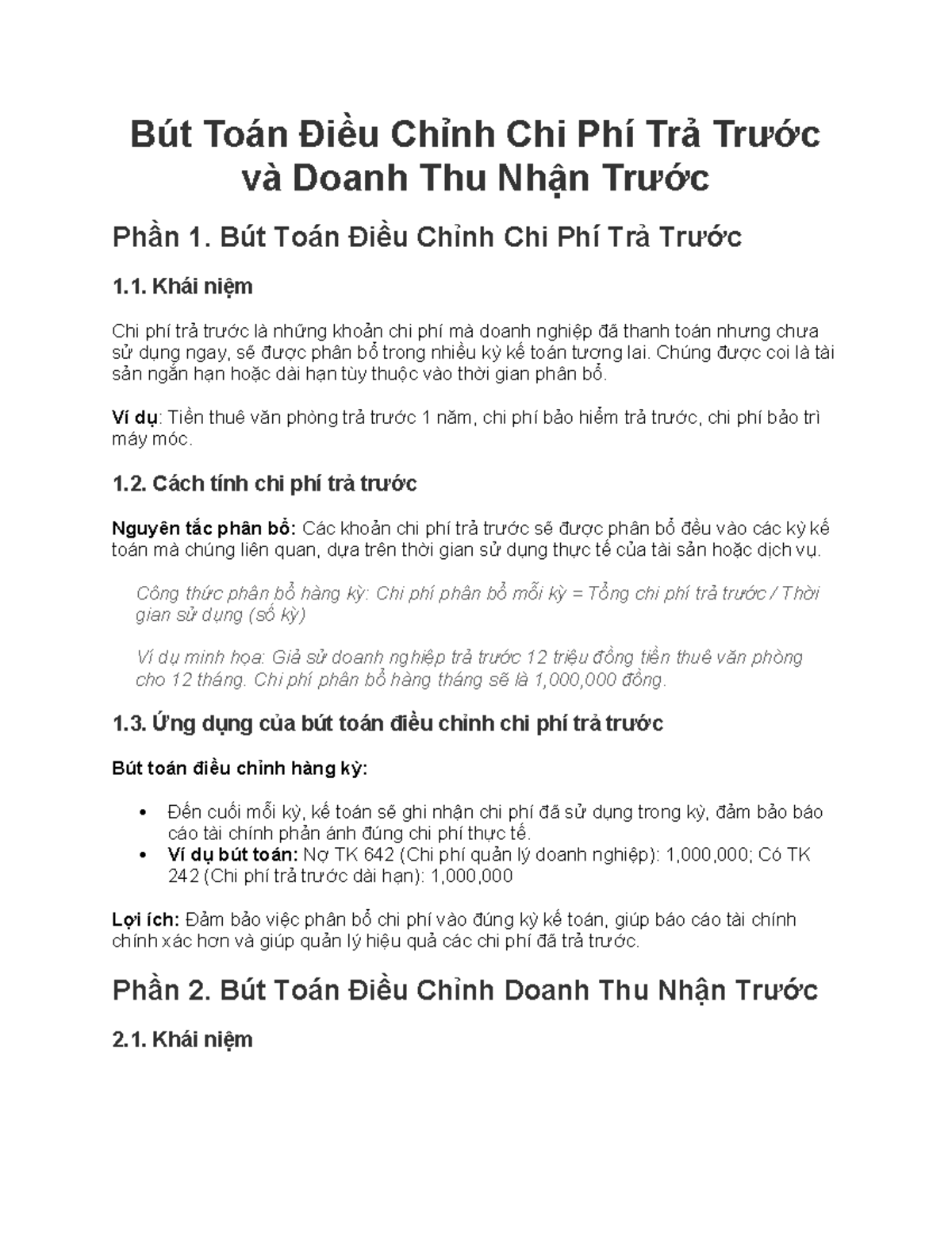 NLKT - Bút toán điều chỉnh - Bút Toán Điều Chỉnh Chi Phí Trả Trước và ...