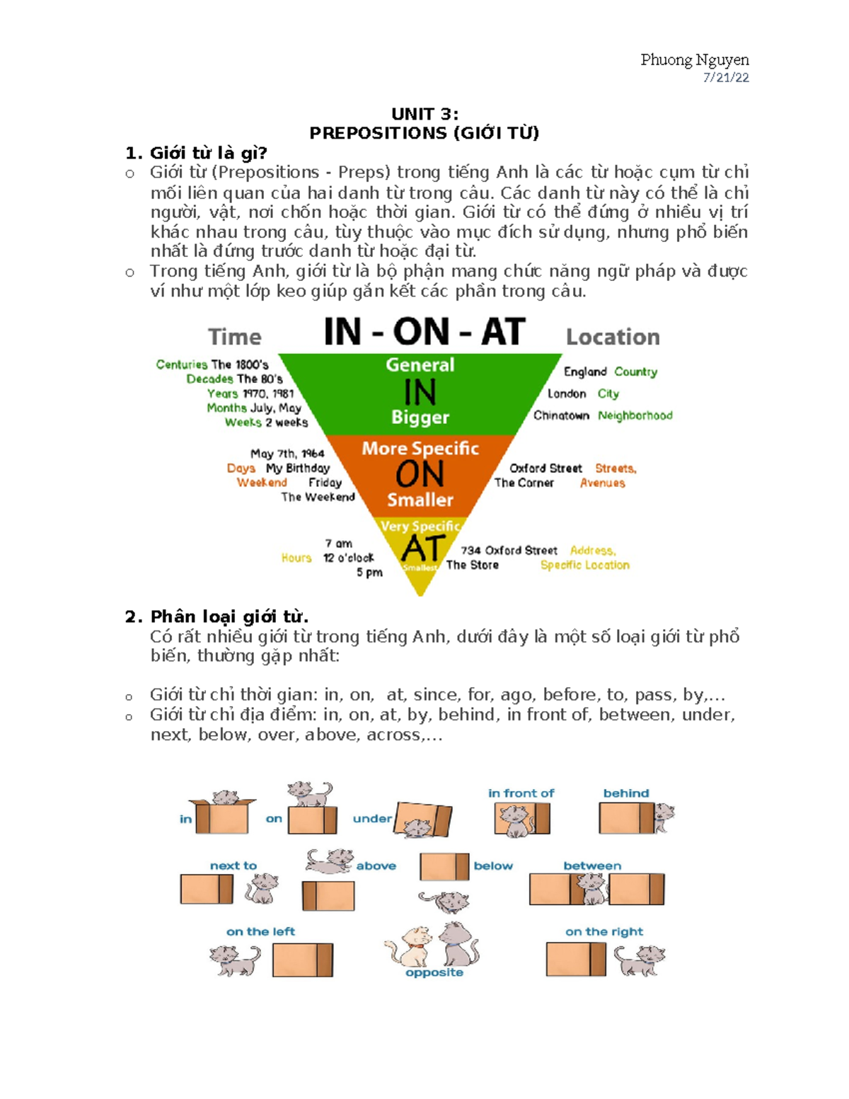 Prepositions in English: Types, Usage, and Examples (ENG 101) - Studocu