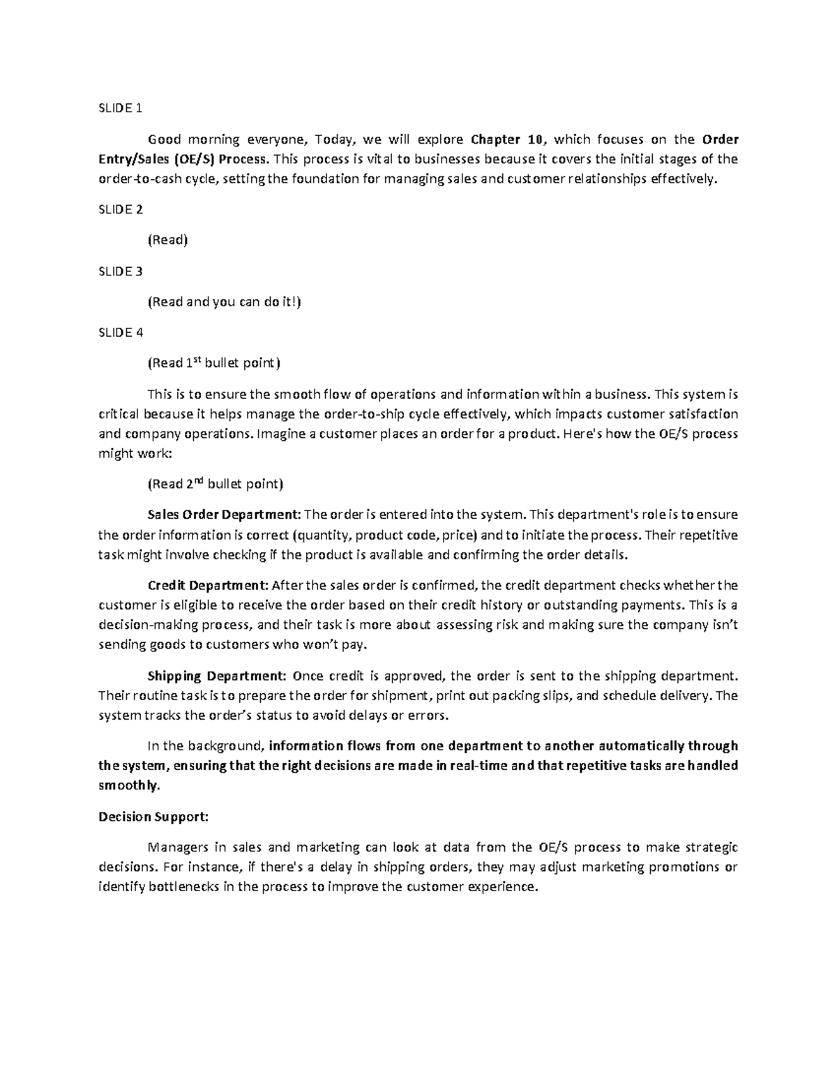 Understanding the OE/S Process: Key Insights from Chapter 10 - Studocu