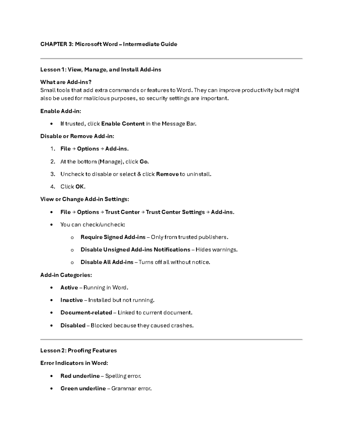 CHAPTER 3: Microsoft Word Intermediate Guide - Lessons on Tools ...