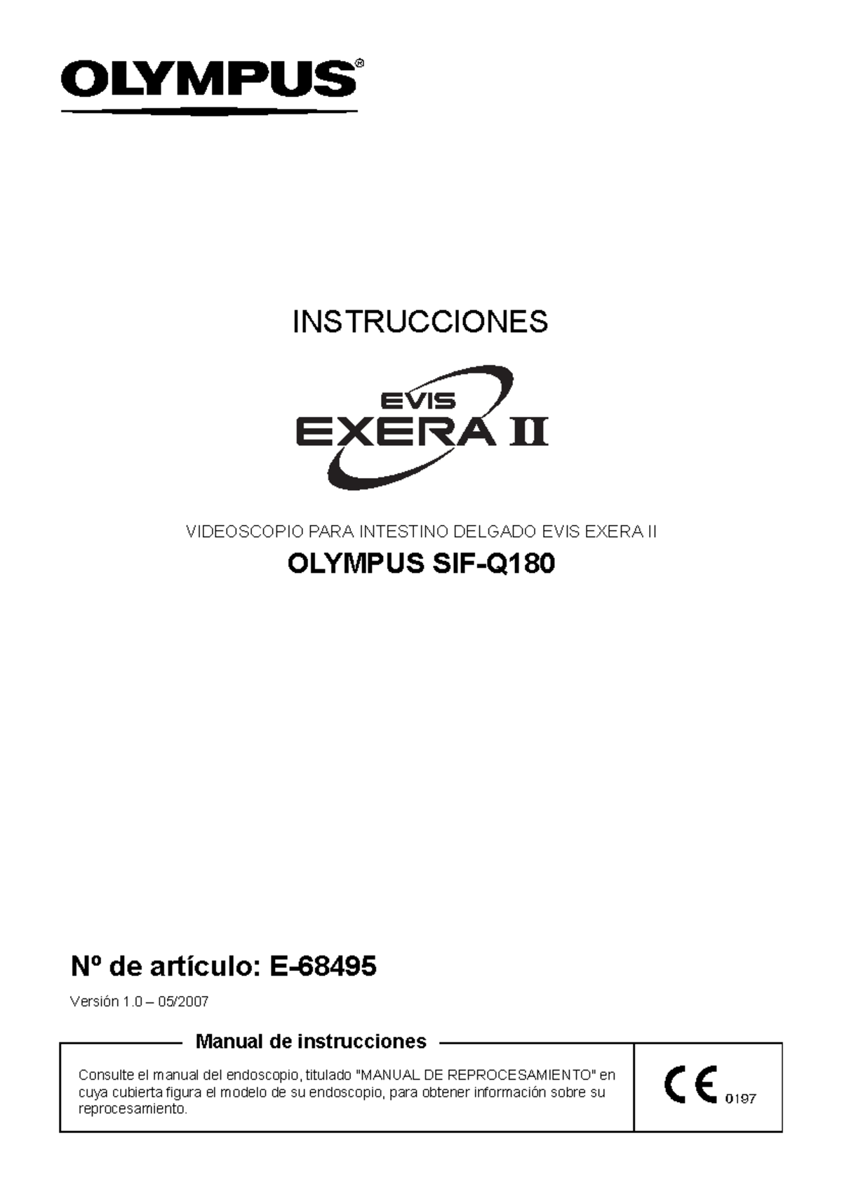 Manual de Instrucciones del Endoscopio Olympus SIF-Q180 - Studocu