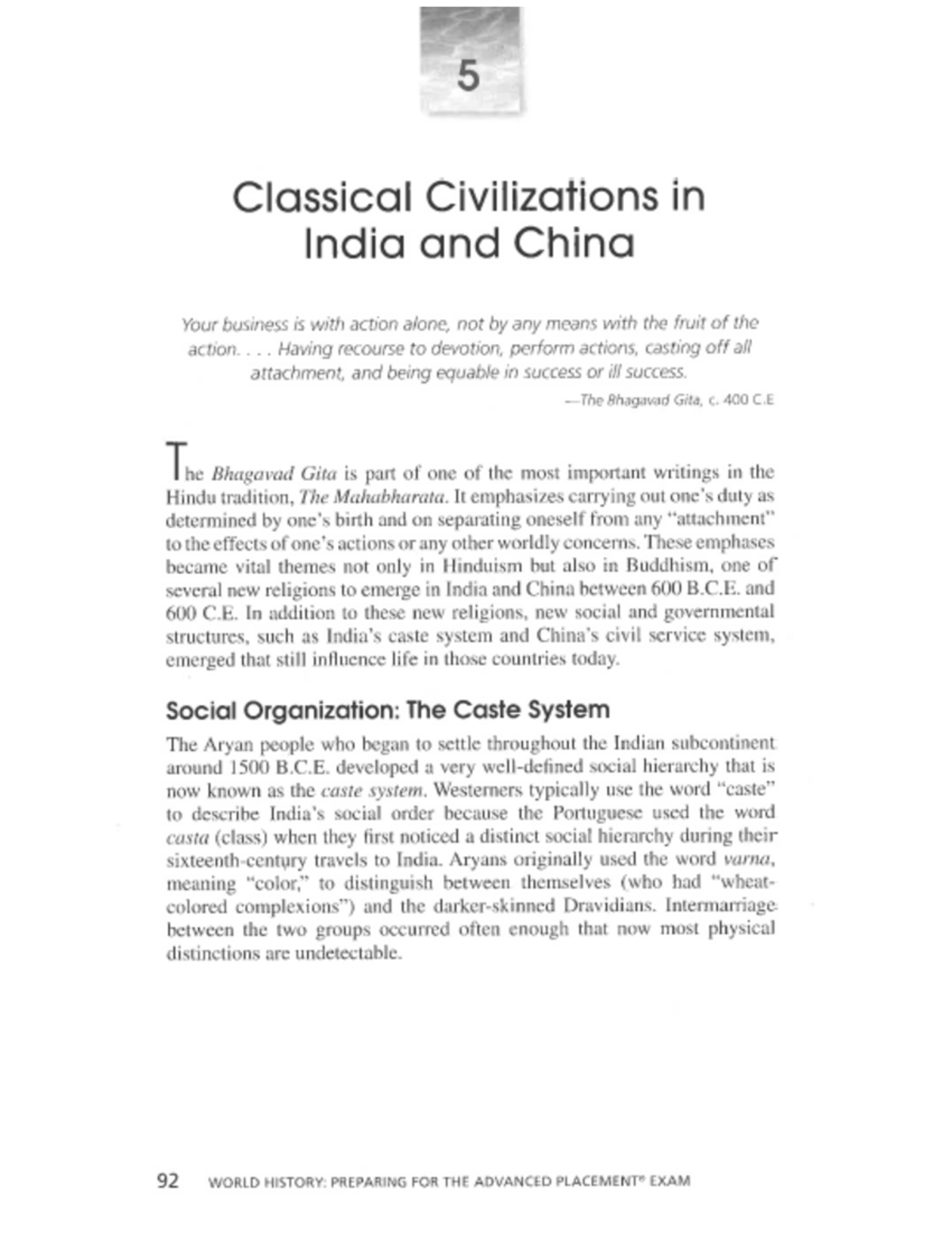 Ch 05 Classical Civilizations in India and China - 400 C T he Bhagavad ...