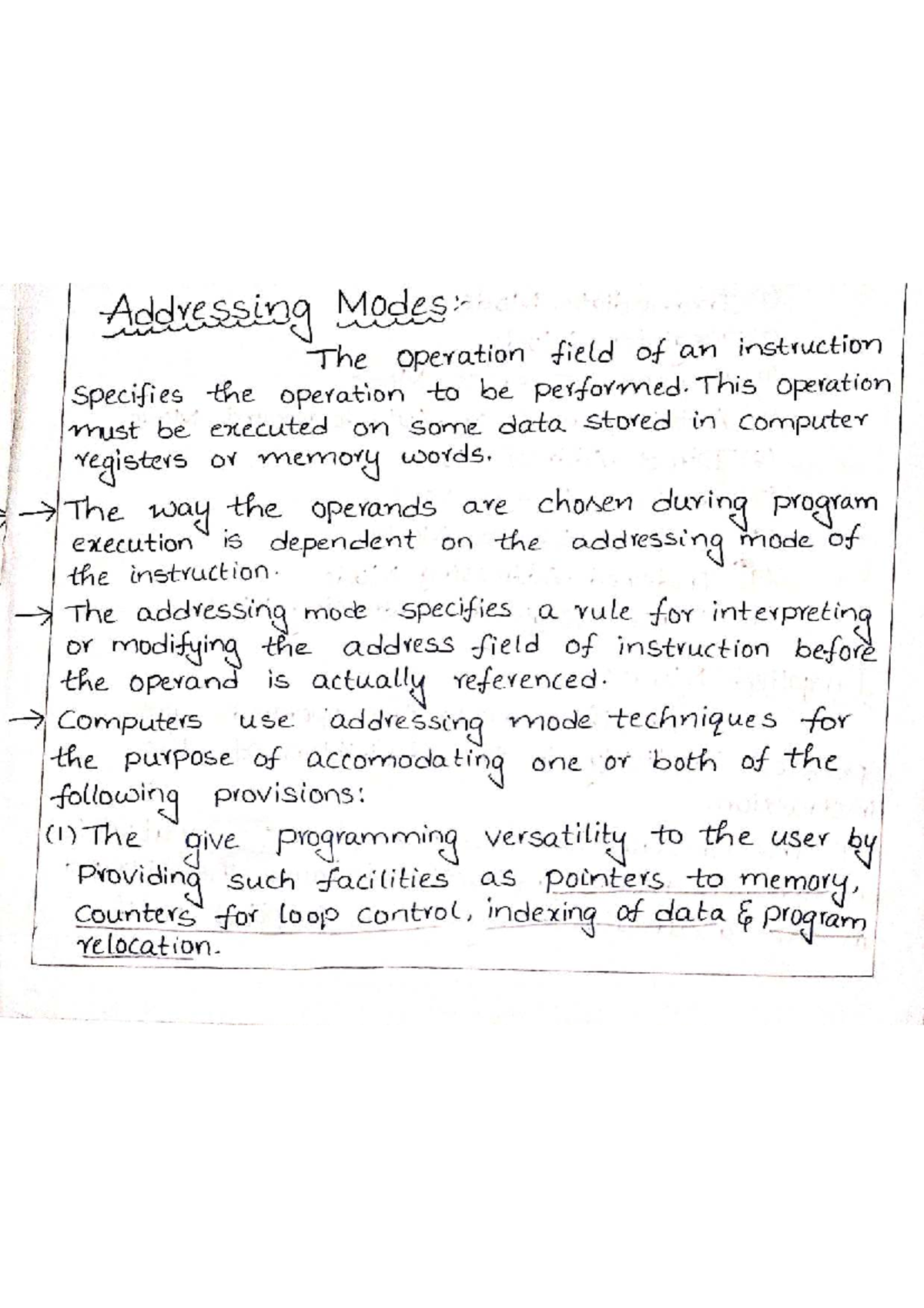 Addressing Modes Overview - CS101 Lecture Notes - Studocu