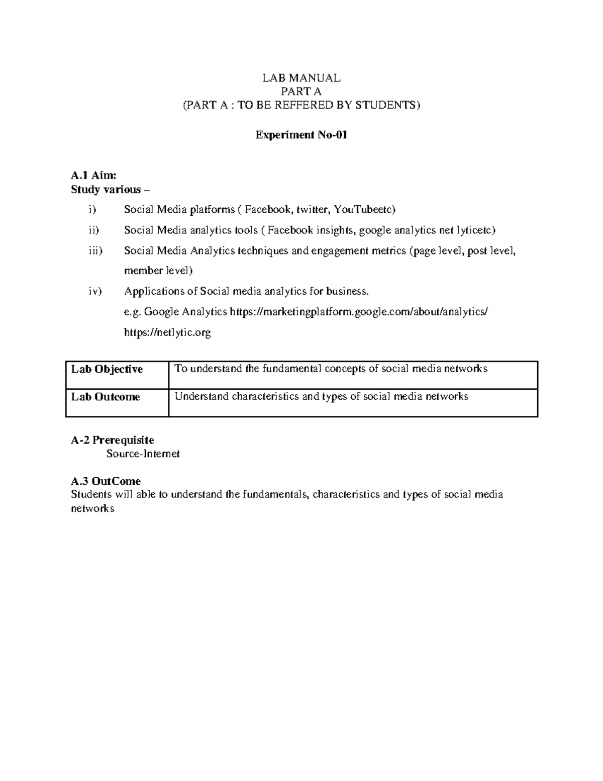 SMA 101: Lab manual part A - Social media analytics experiment 1 - Studocu